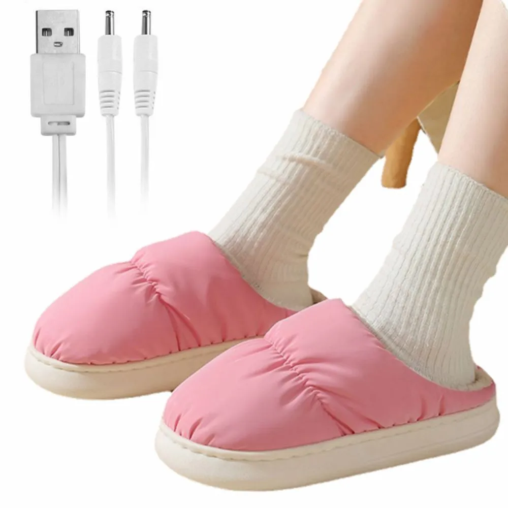 1 Pair Electric USB Heating Slippers Foot Warmer Winter Warm Slippers Shoes