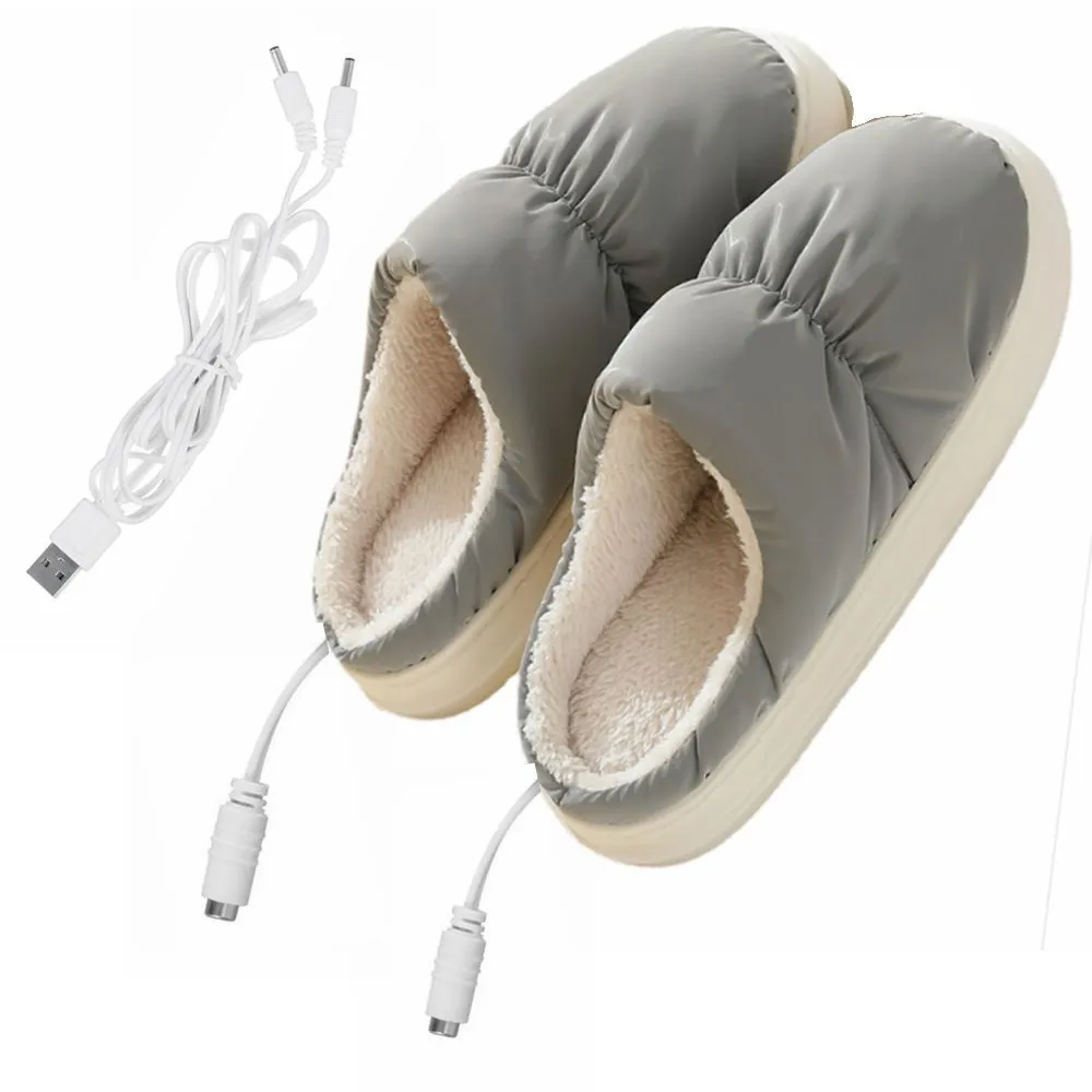 1 Pair Electric USB Heating Slippers Foot Warmer Winter Warm Slippers Shoes