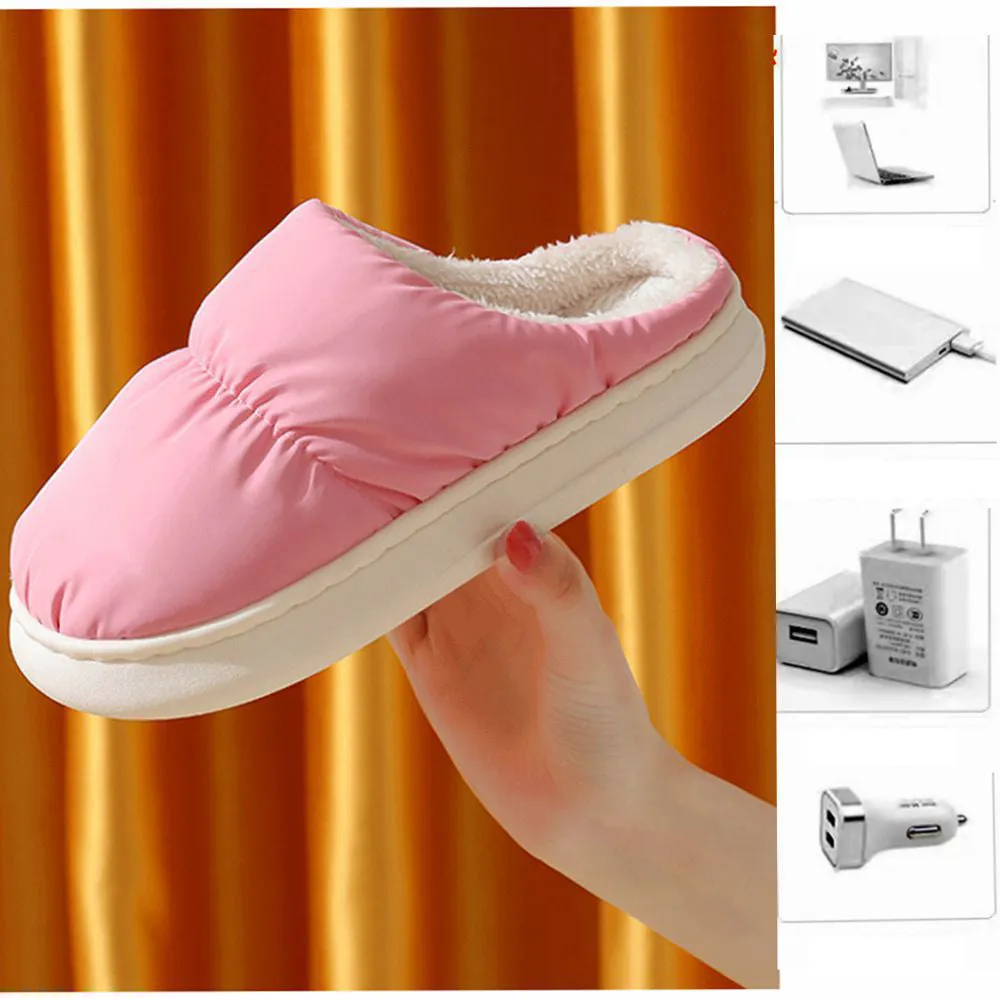 1 Pair Electric USB Heating Slippers Foot Warmer Winter Warm Slippers Shoes