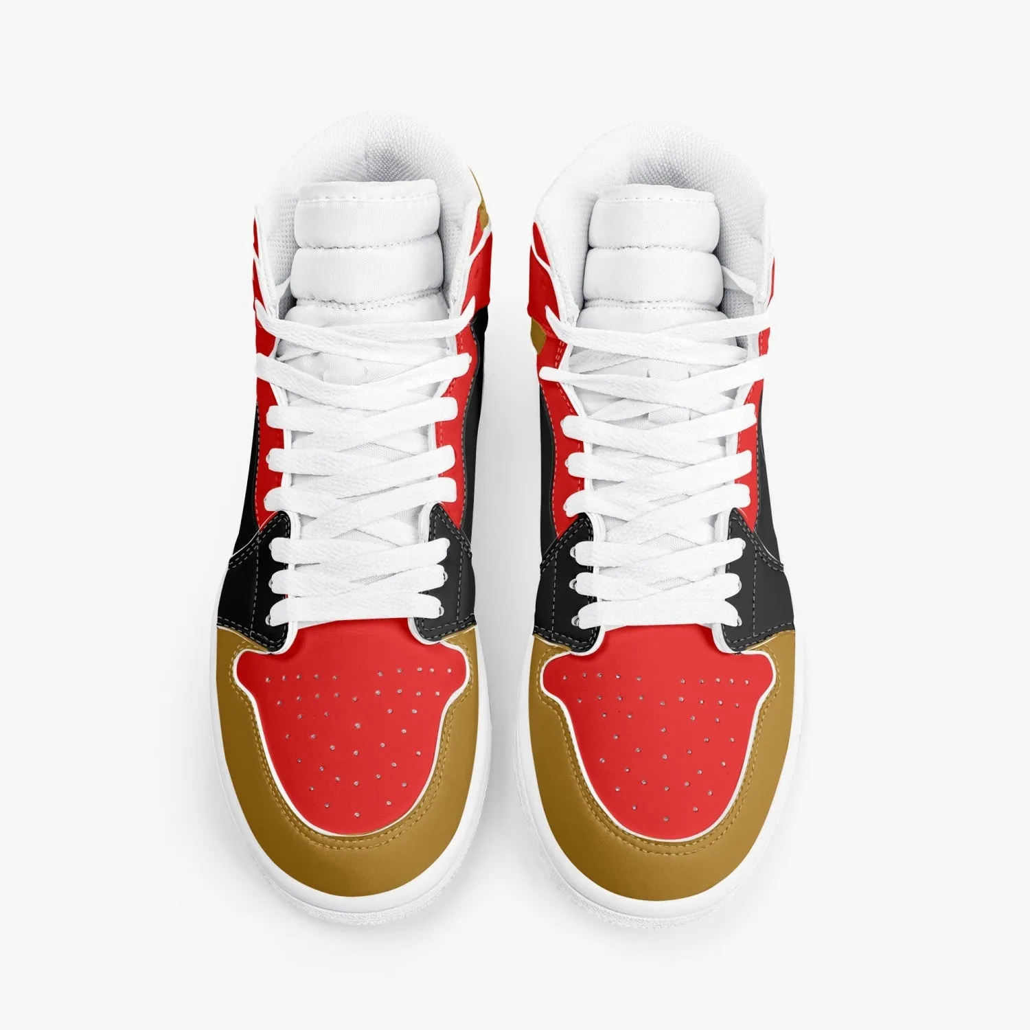 236. New High-Top Leather Sneakers - Red and Black