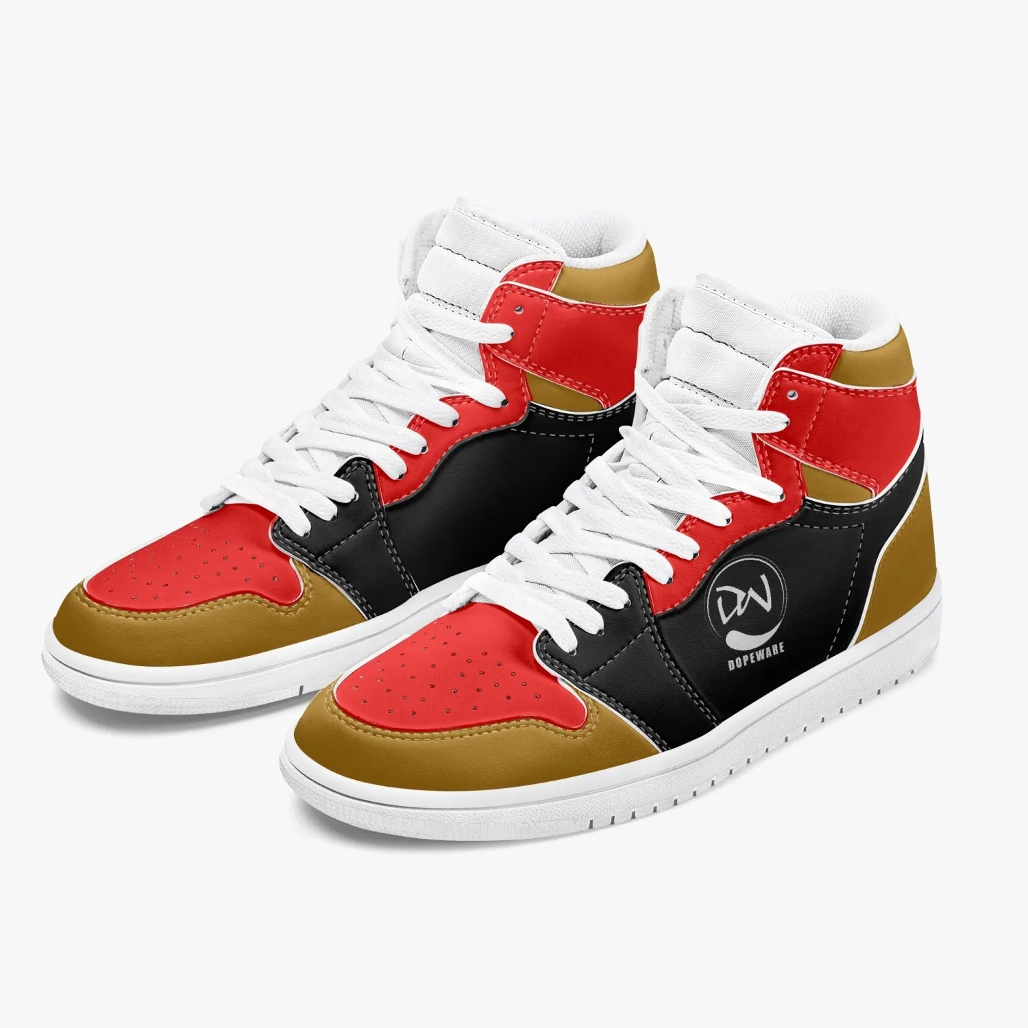 236. New High-Top Leather Sneakers - Red and Black