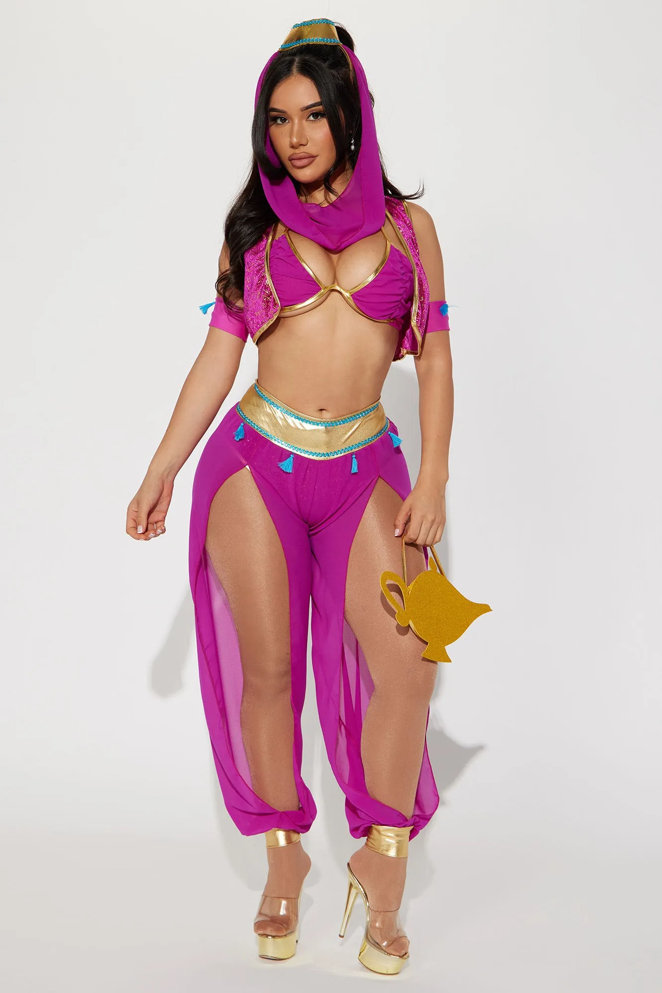 3 Wishes Genie 6 Piece Costume Set - Magenta/combo