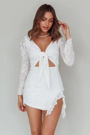 Adri Bust Tie Mini Dress Velvet Floral White