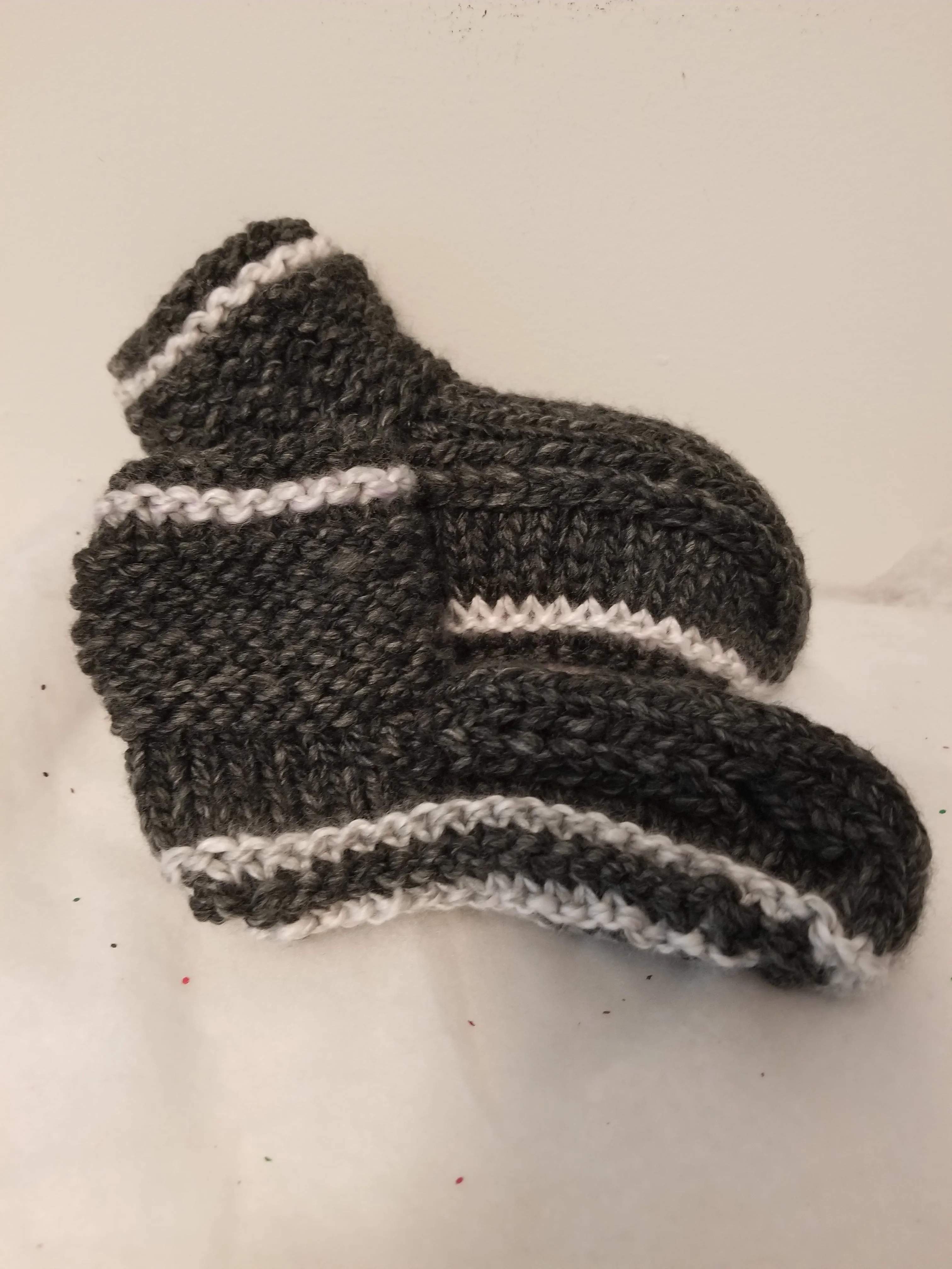 Adult Booties -  Charcoal Heather & Strawberry