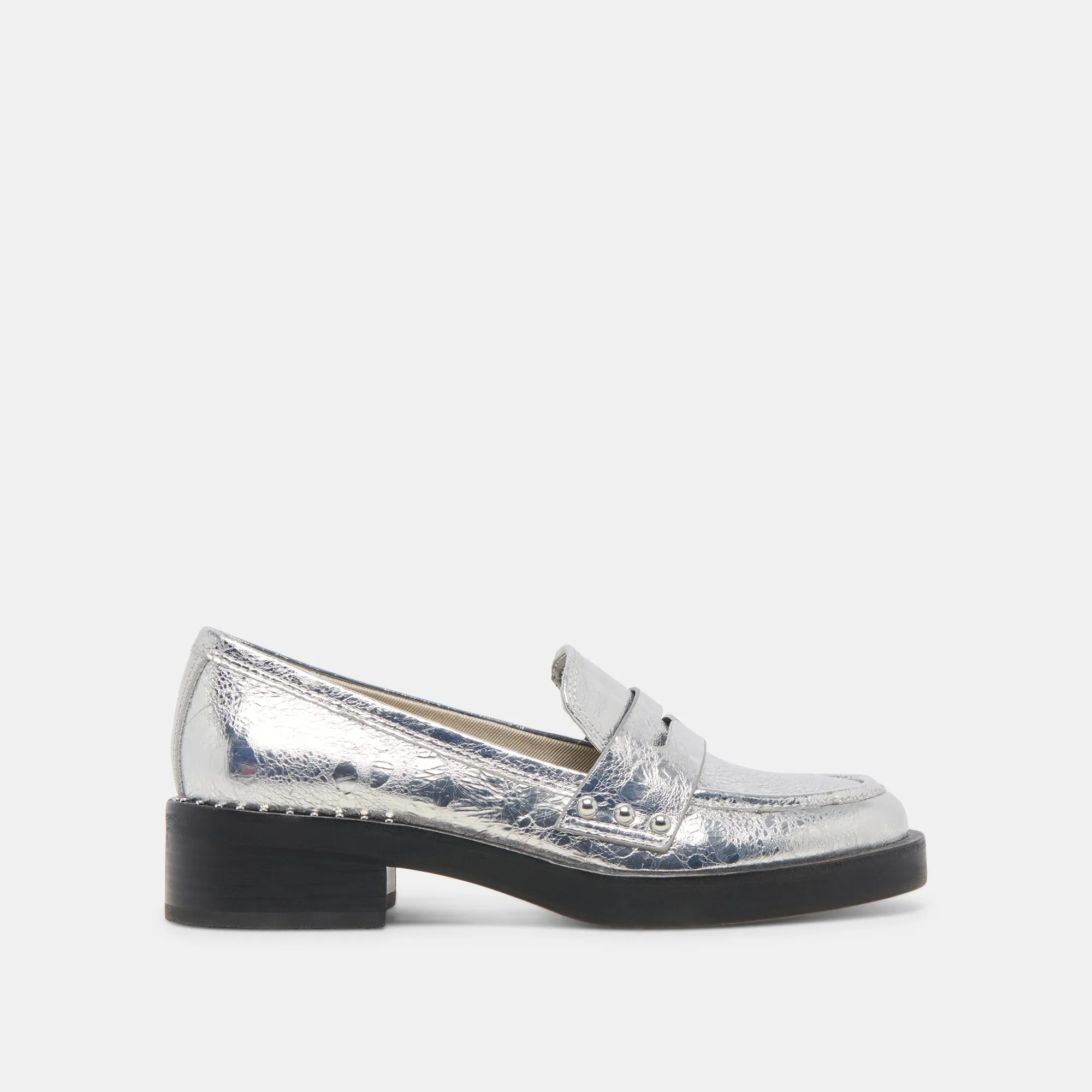 ALIANE LOAFERS SILVER DISTRESSED LEATHER