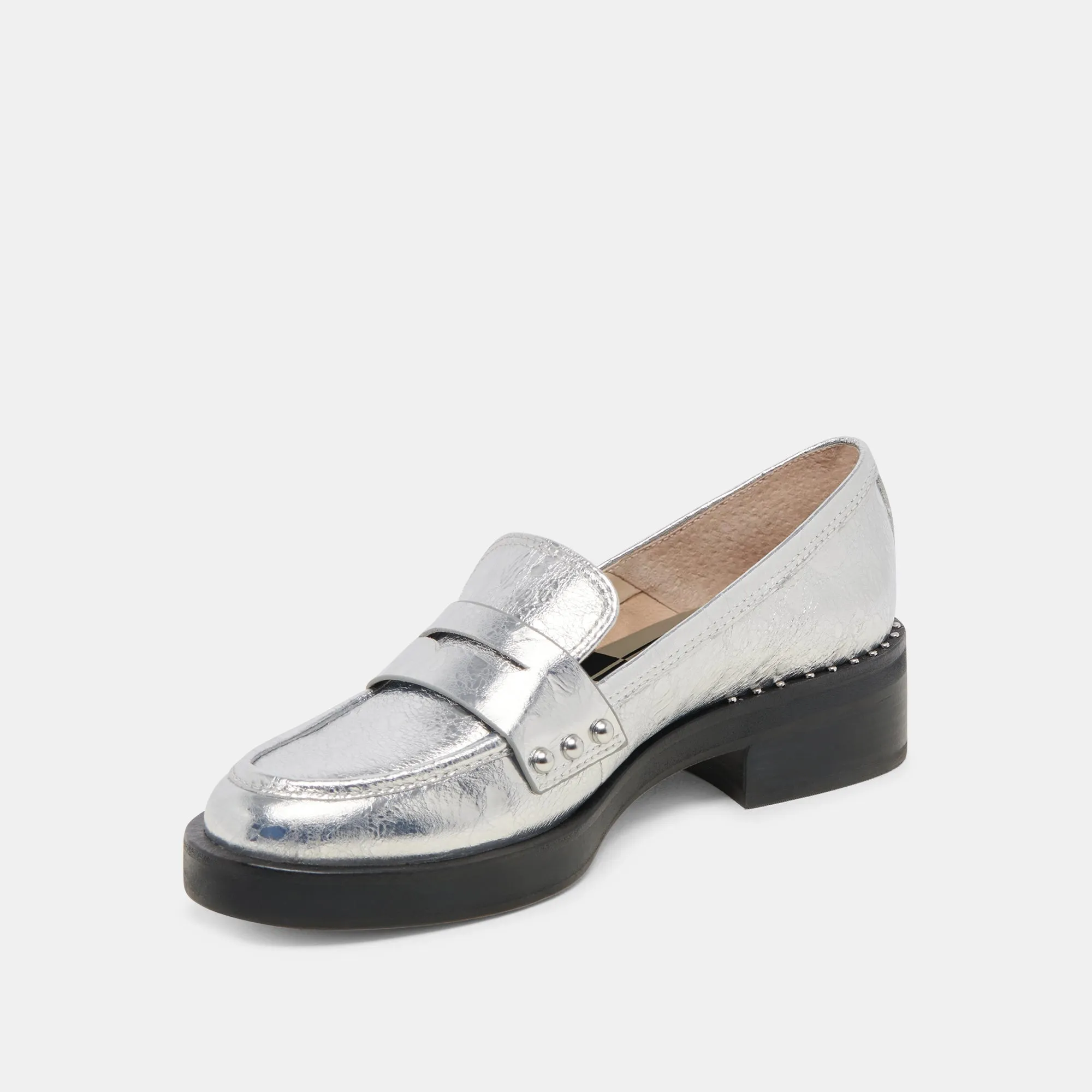 ALIANE LOAFERS SILVER DISTRESSED LEATHER