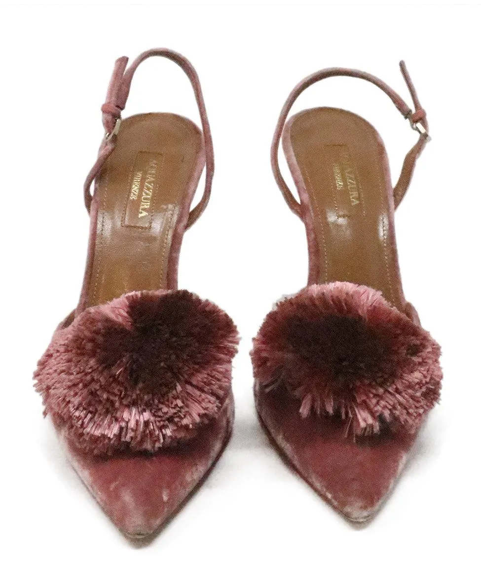 Aquazzura Mauve Velvet Slingback Heels sz 8