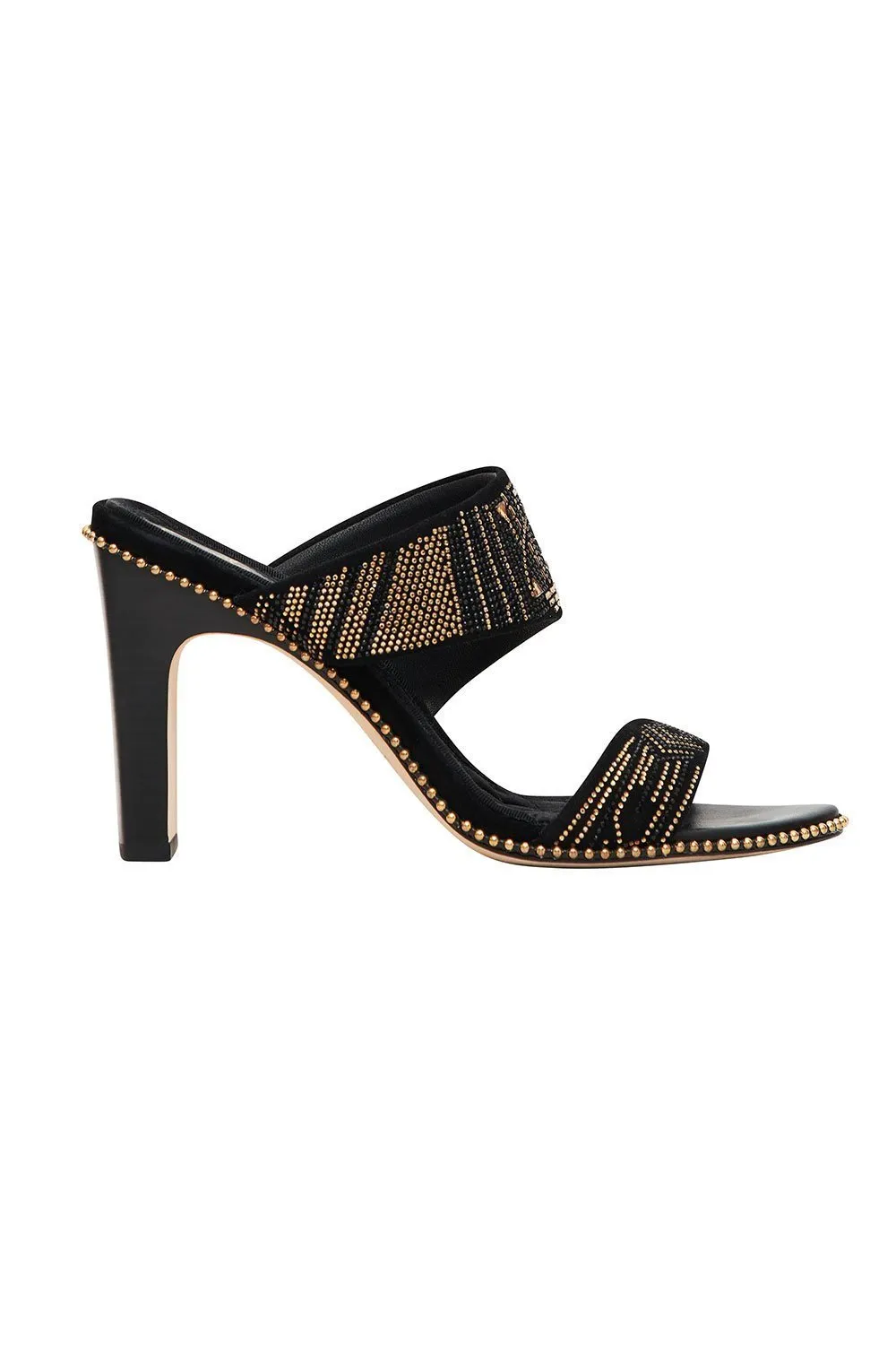 ASYMMETRICAL HEEL SANDAL LUXE BLACK