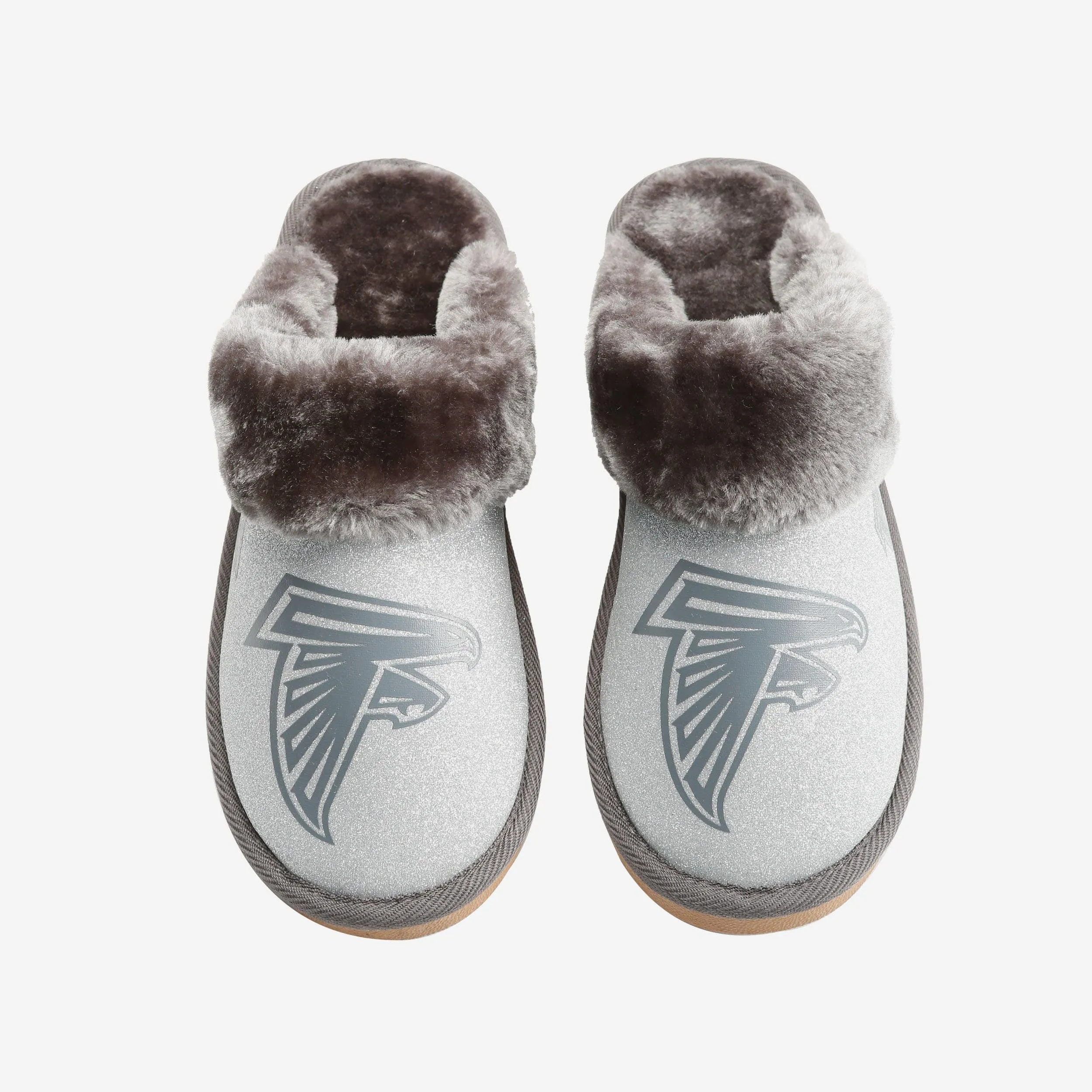 Atlanta Falcons Womens Glitter Open Back Fur Moccasin Slipper