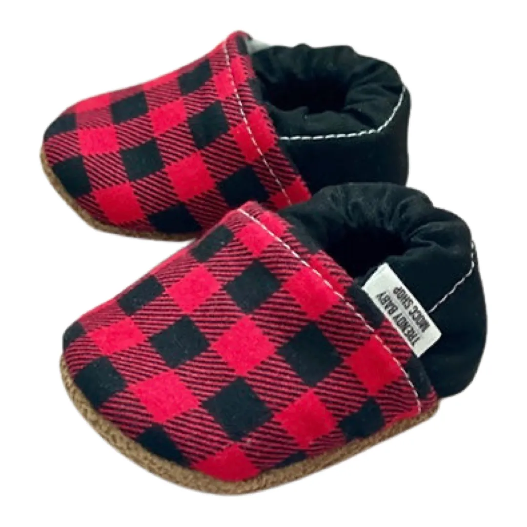 Baby & Toddler Moccasins - Red Buffalo with Black Heel