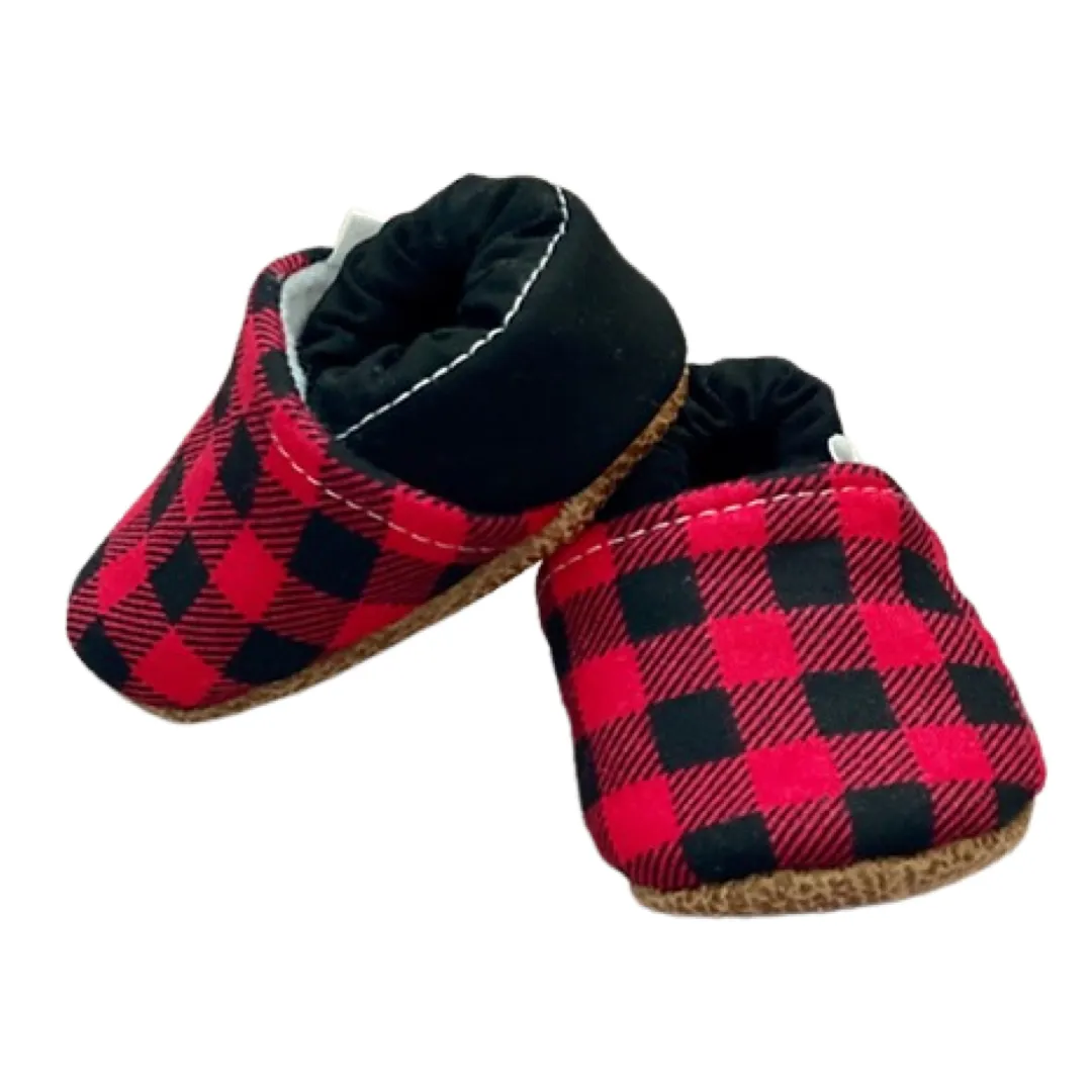 Baby & Toddler Moccasins - Red Buffalo with Black Heel