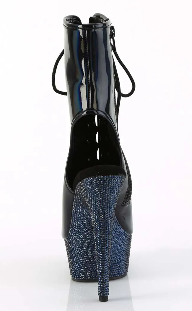 BEJEWELED-1016-6 Black Holo & Midnight Rhinestone Boots