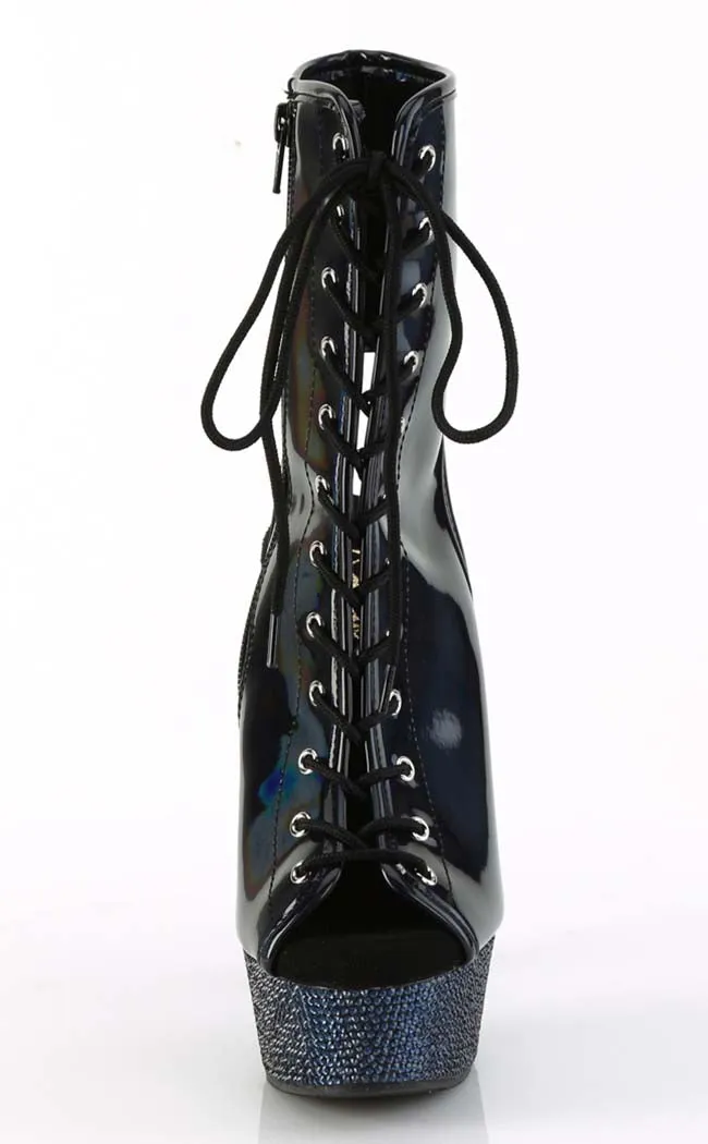 BEJEWELED-1016-6 Black Holo & Midnight Rhinestone Boots