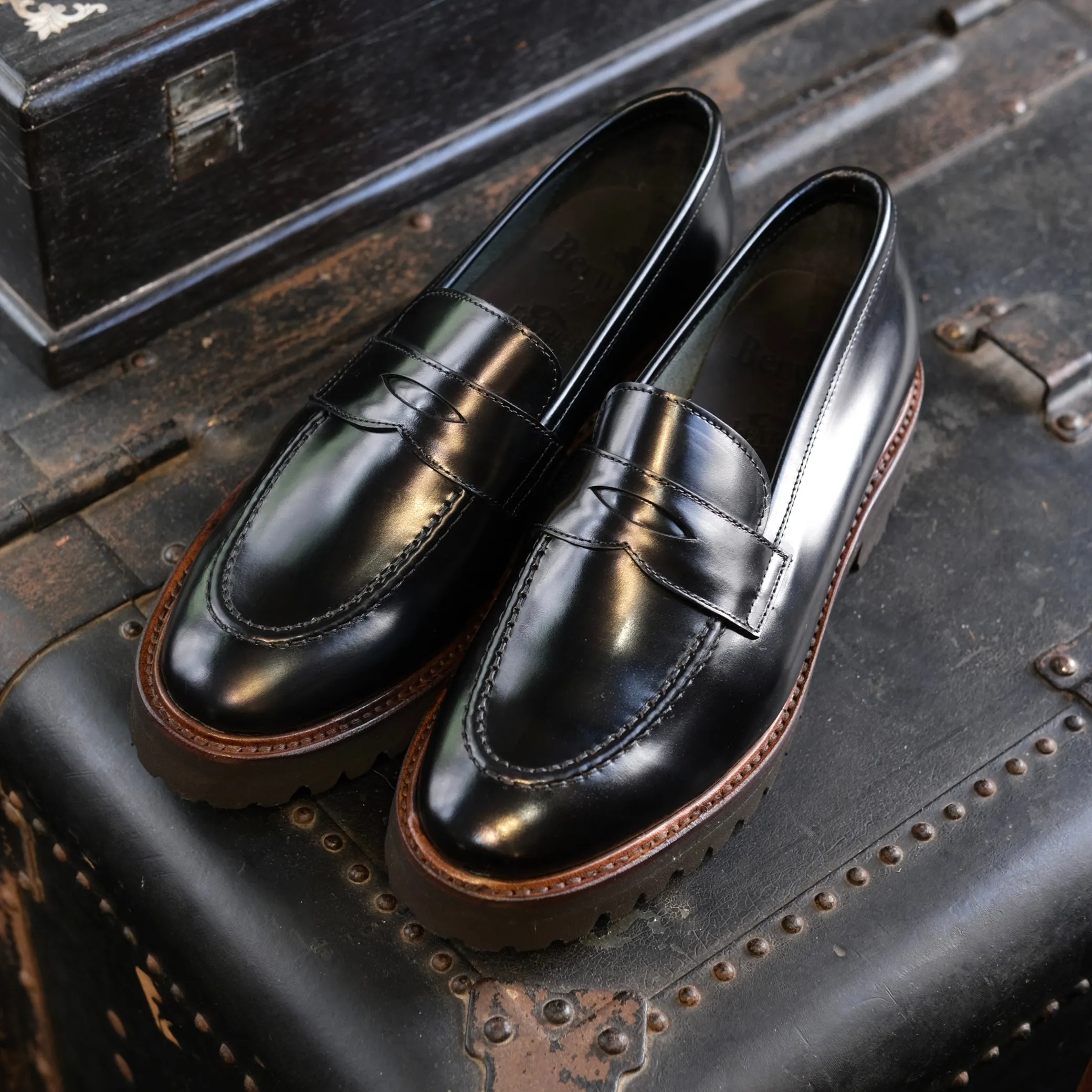 Berwick1707 Calf Unlined Penny Loafer (10029 Rubber Soles)