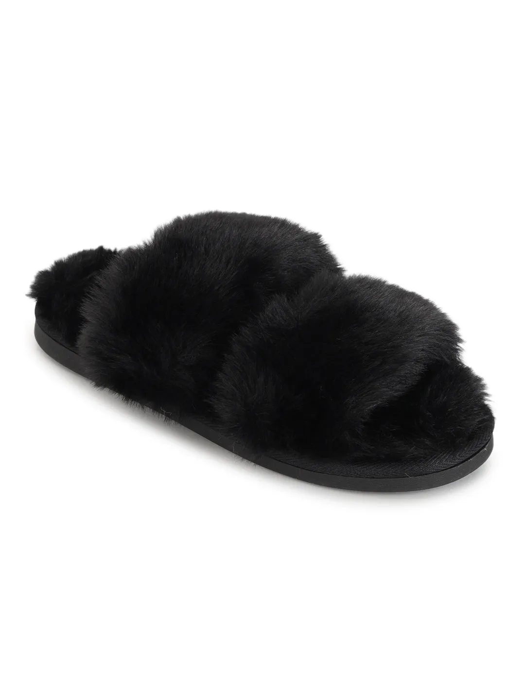 Black Fur Winter Warm Comfy Slipper (TC-INDSLIP2-BLK)