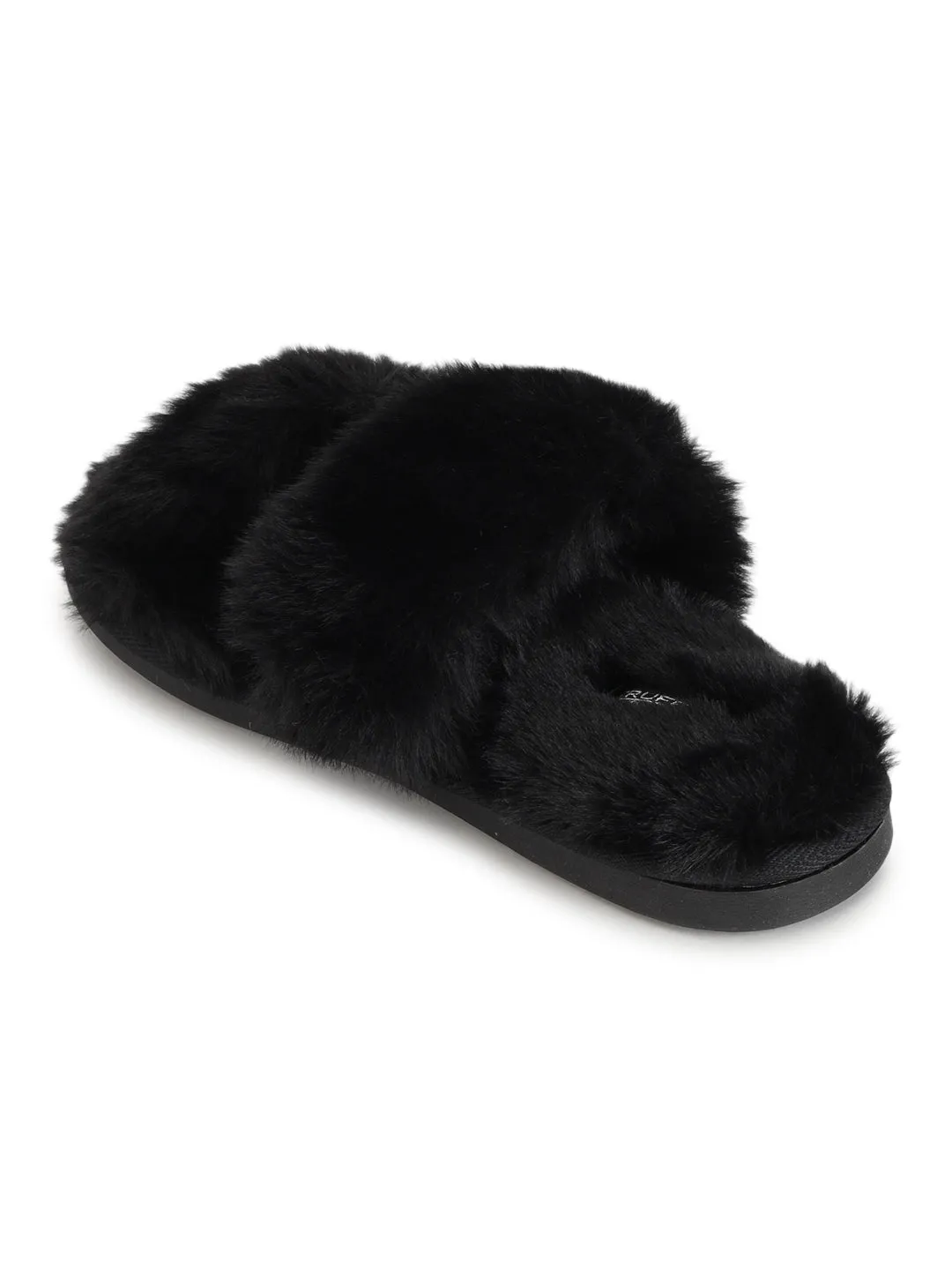 Black Fur Winter Warm Comfy Slipper (TC-INDSLIP2-BLK)