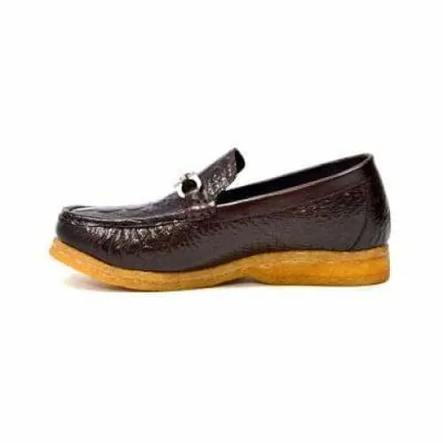 British Walkers Chain Men's Brown Crocodile Leather Slip On Loafers