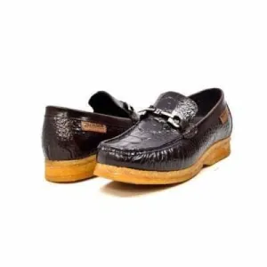 British Walkers Chain Men's Brown Crocodile Leather Slip On Loafers