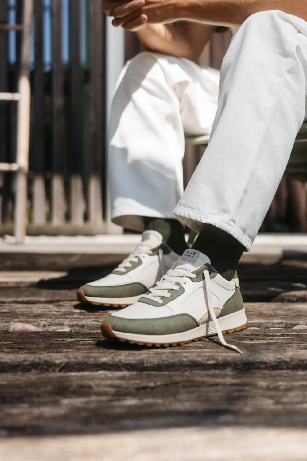 Clae Joshua Sneaker in Olive Off-White