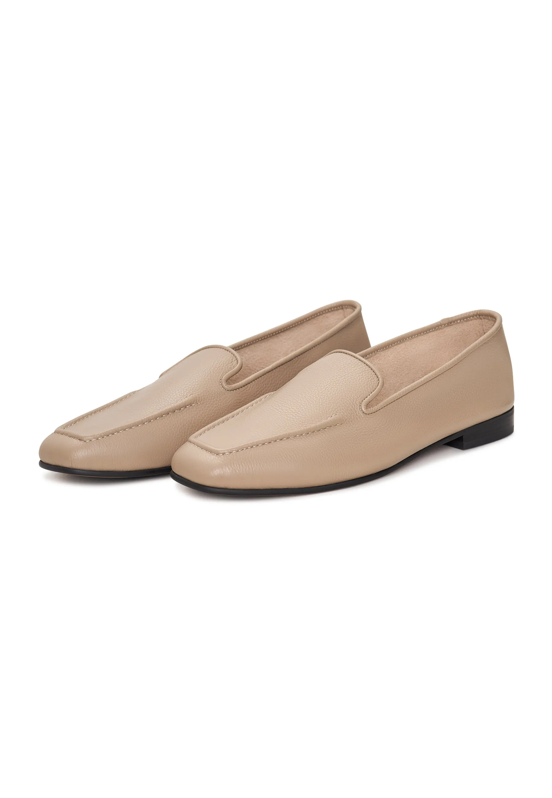 Classic Leather Loafers Lidia - Beige