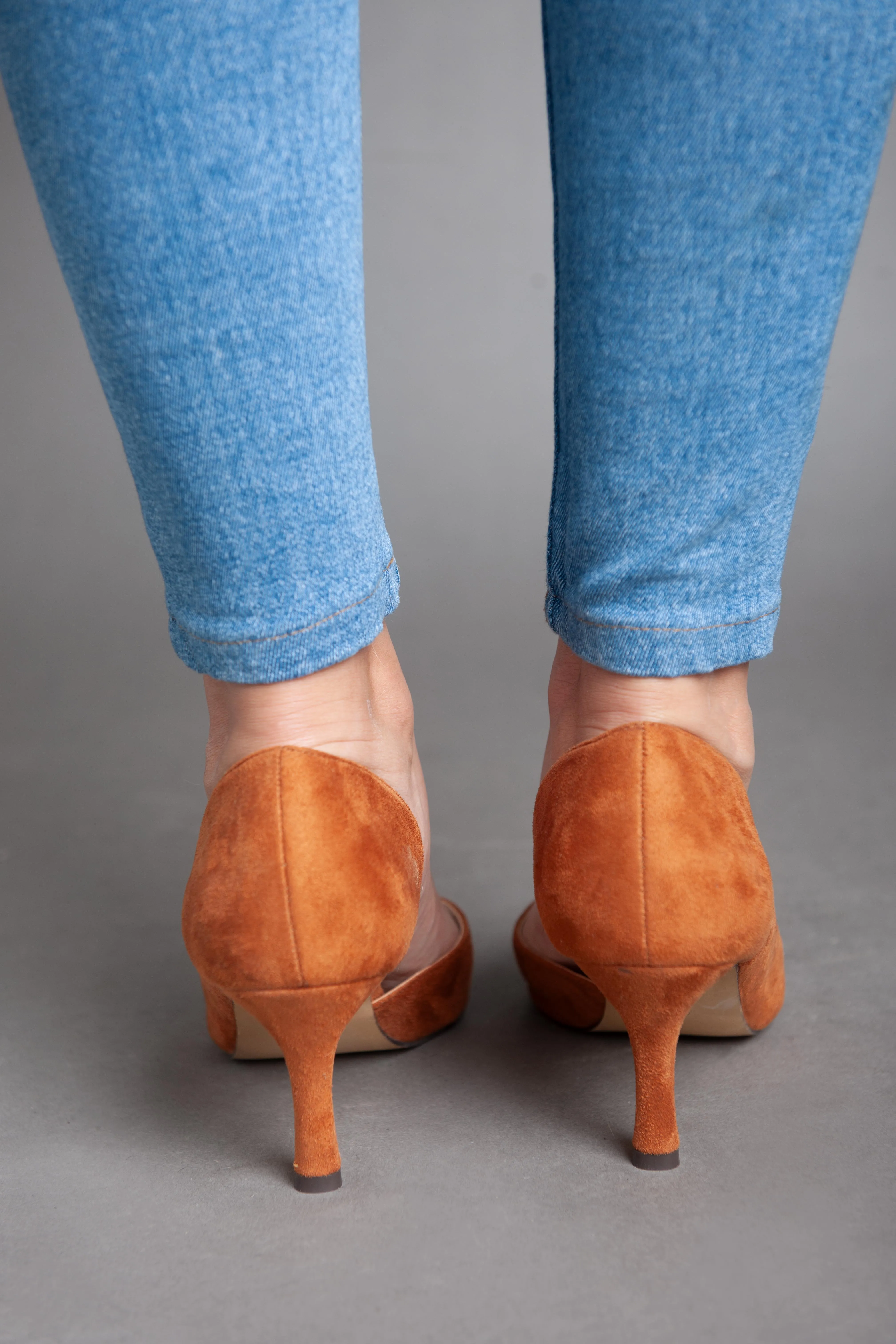 Classic Velvet High Heels - Camel