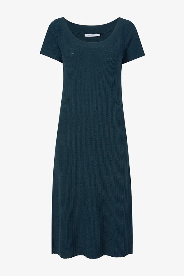 Danica Dress - Geo Micro Knit :: Deep Sea