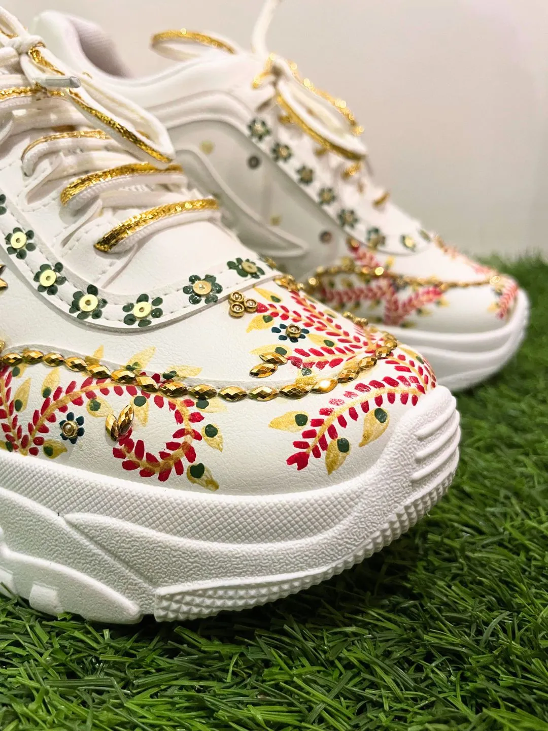 Desi Hand Painted Bridal Sneakers