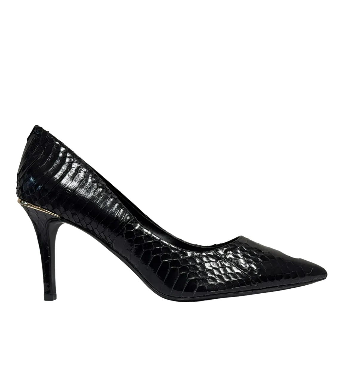 DKNY Women Heels All Black Snake Print