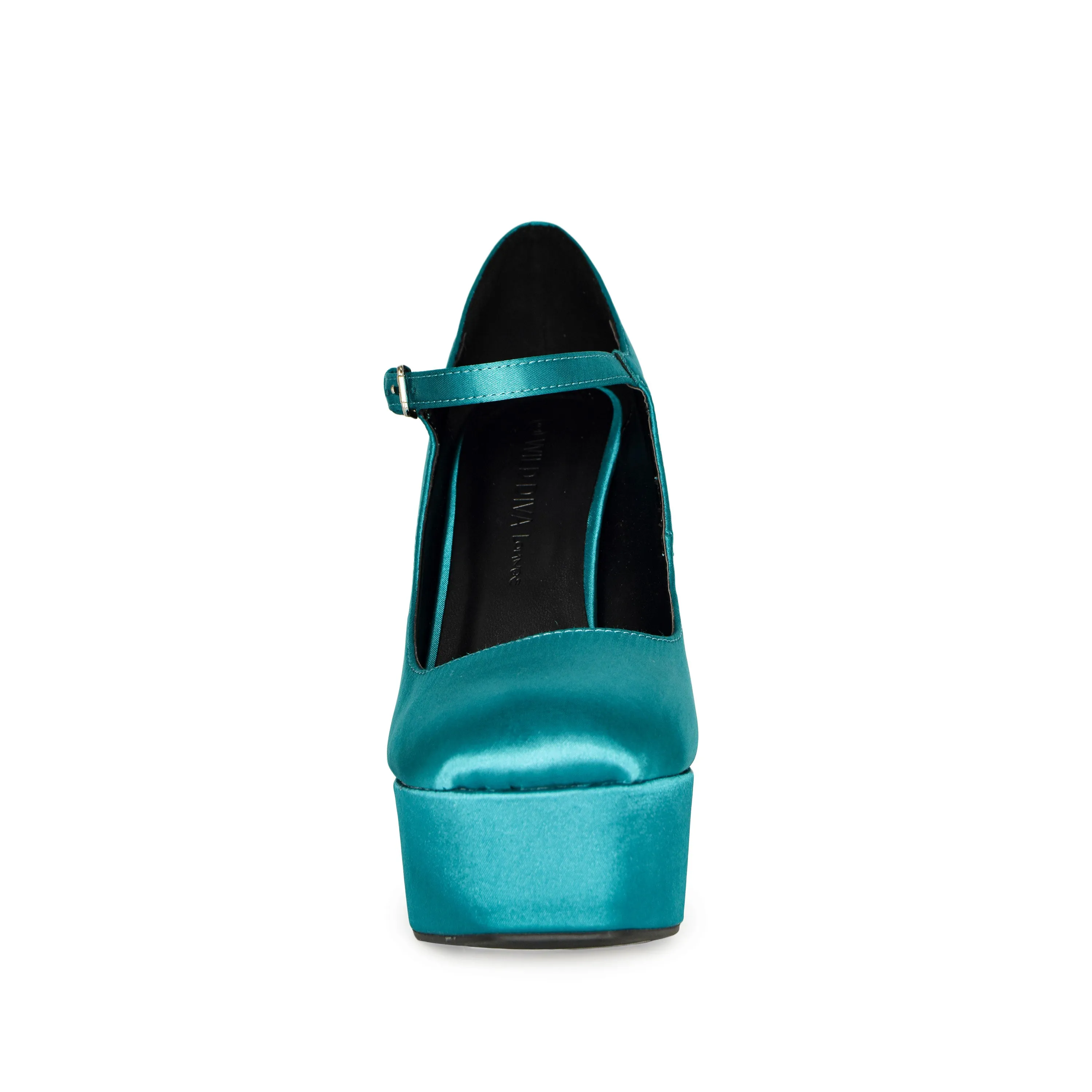 DOSSY-09 Satin Round Toe Platform Mary Jane Heels