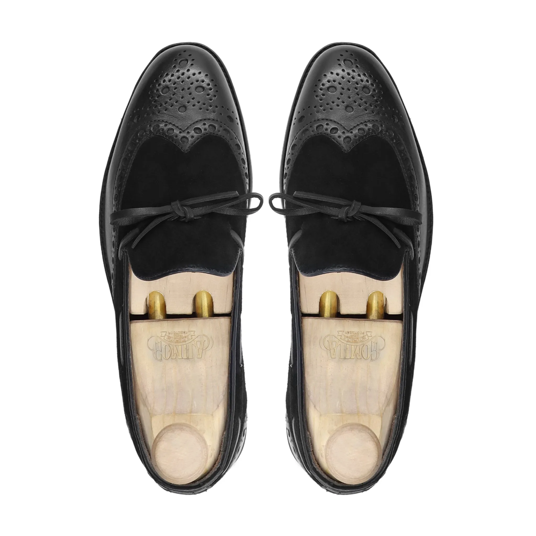 Dubnion - Men's Black Calf Leather and Kid Suede Loafer