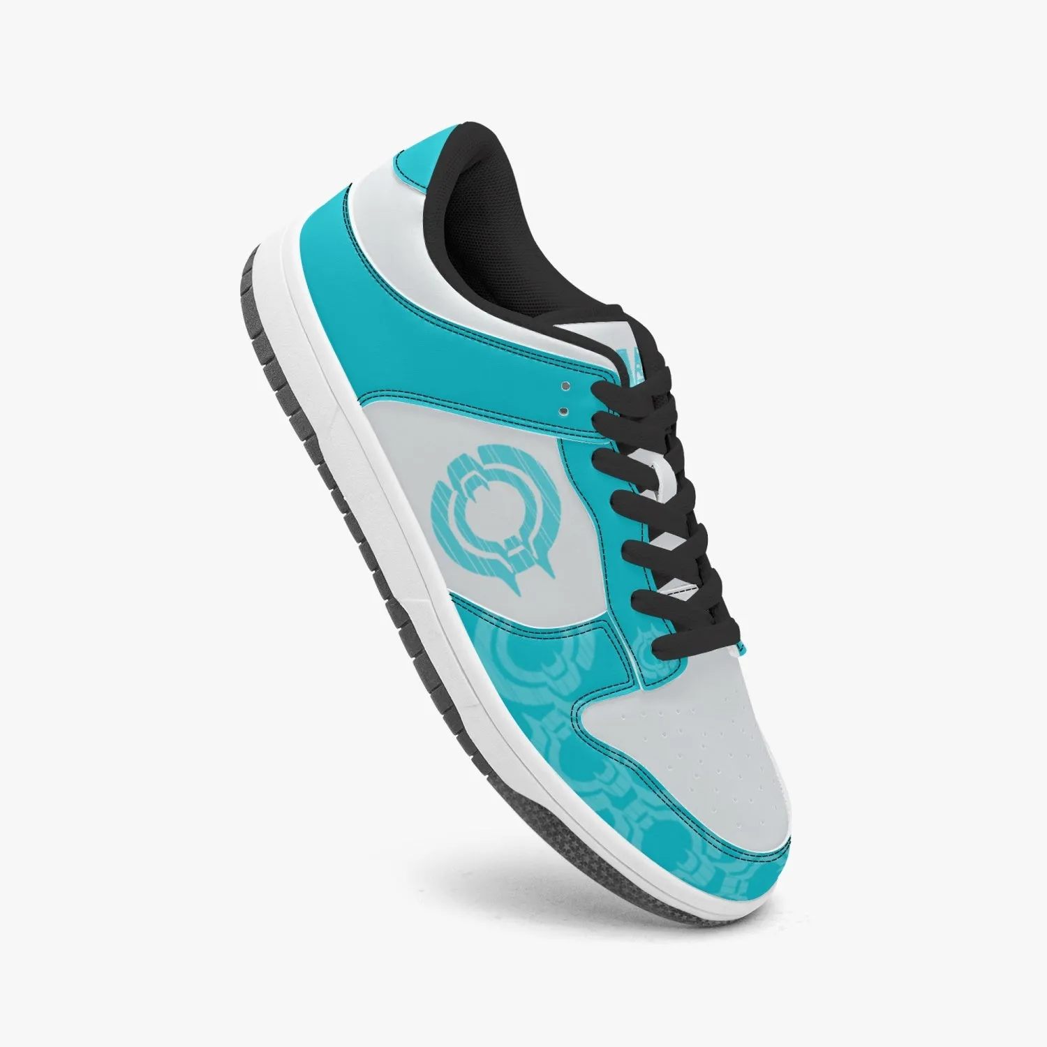 Dunk Stylish Low-Top Leather Sneakers Aqua Logo