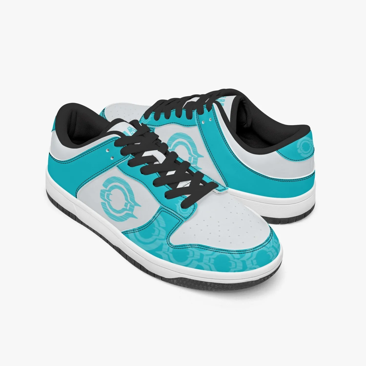 Dunk Stylish Low-Top Leather Sneakers Aqua Logo