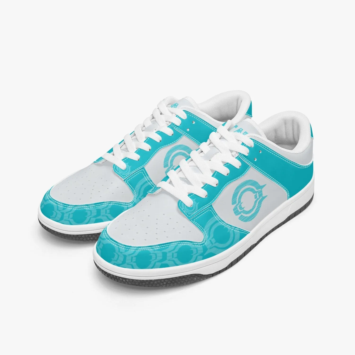 Dunk Stylish Low-Top Leather Sneakers Aqua Logo