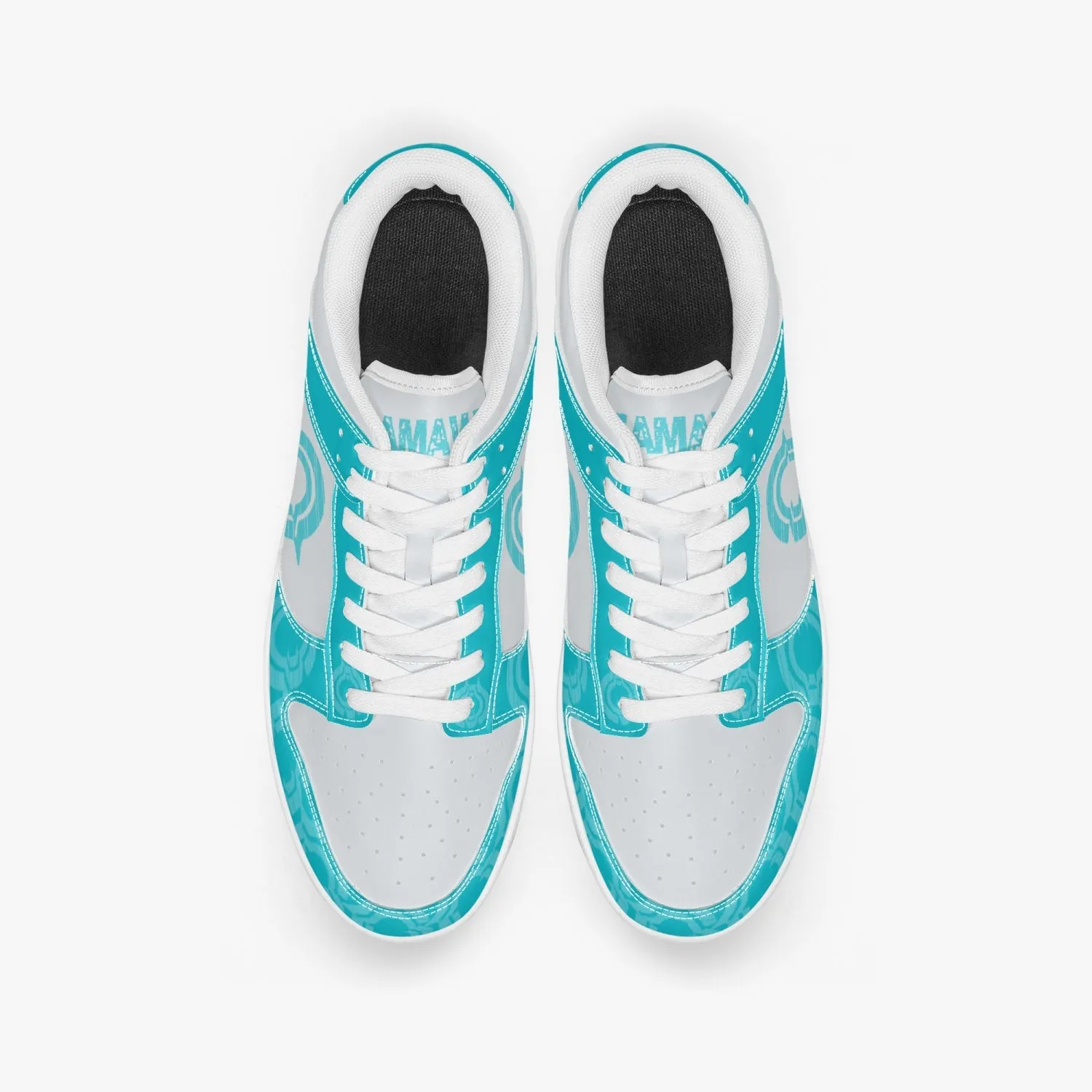 Dunk Stylish Low-Top Leather Sneakers Aqua Logo