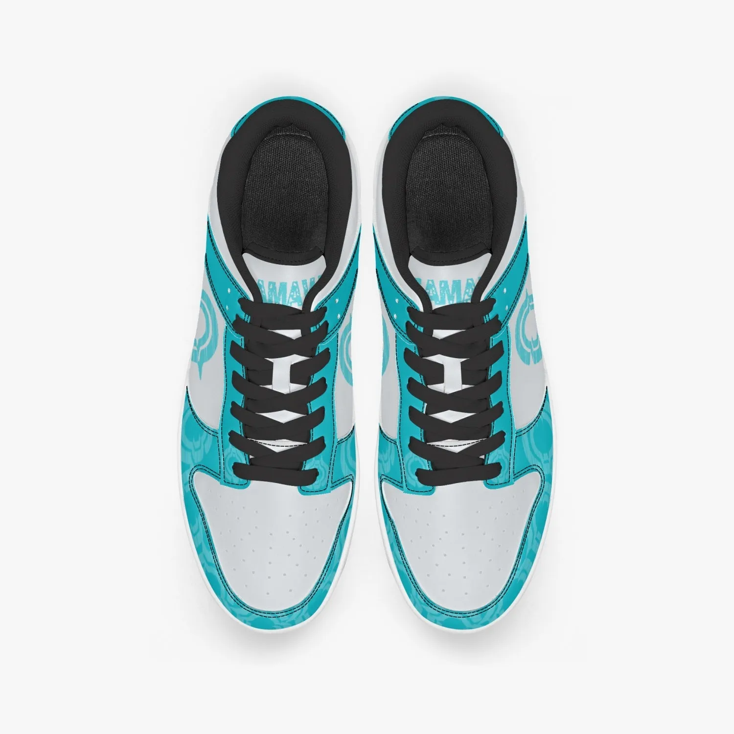 Dunk Stylish Low-Top Leather Sneakers Aqua Logo