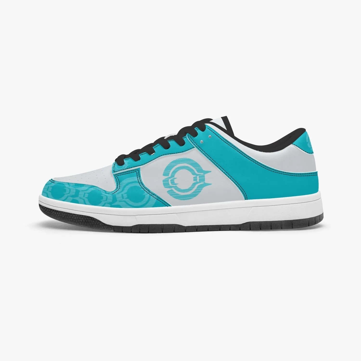 Dunk Stylish Low-Top Leather Sneakers Aqua Logo