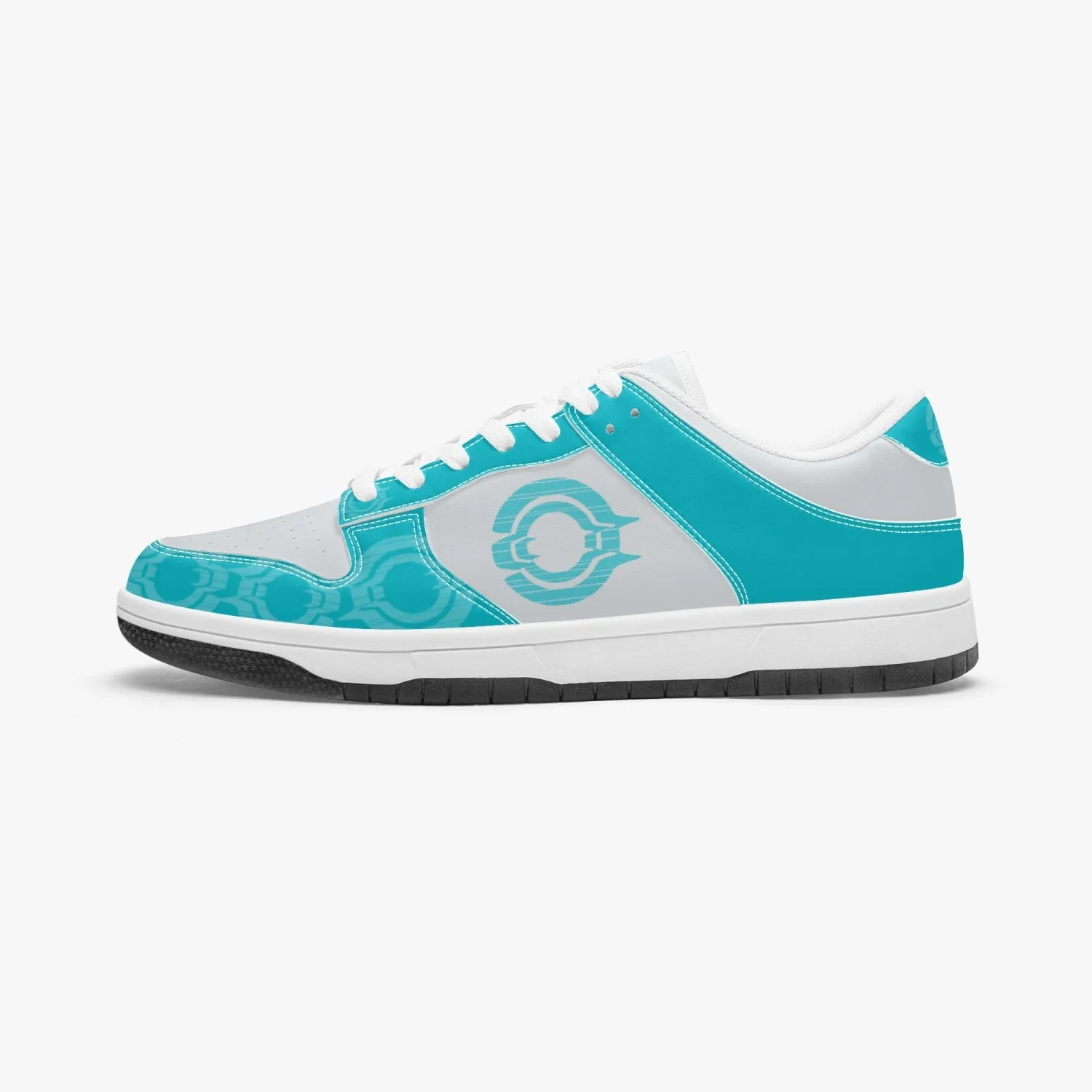 Dunk Stylish Low-Top Leather Sneakers Aqua Logo