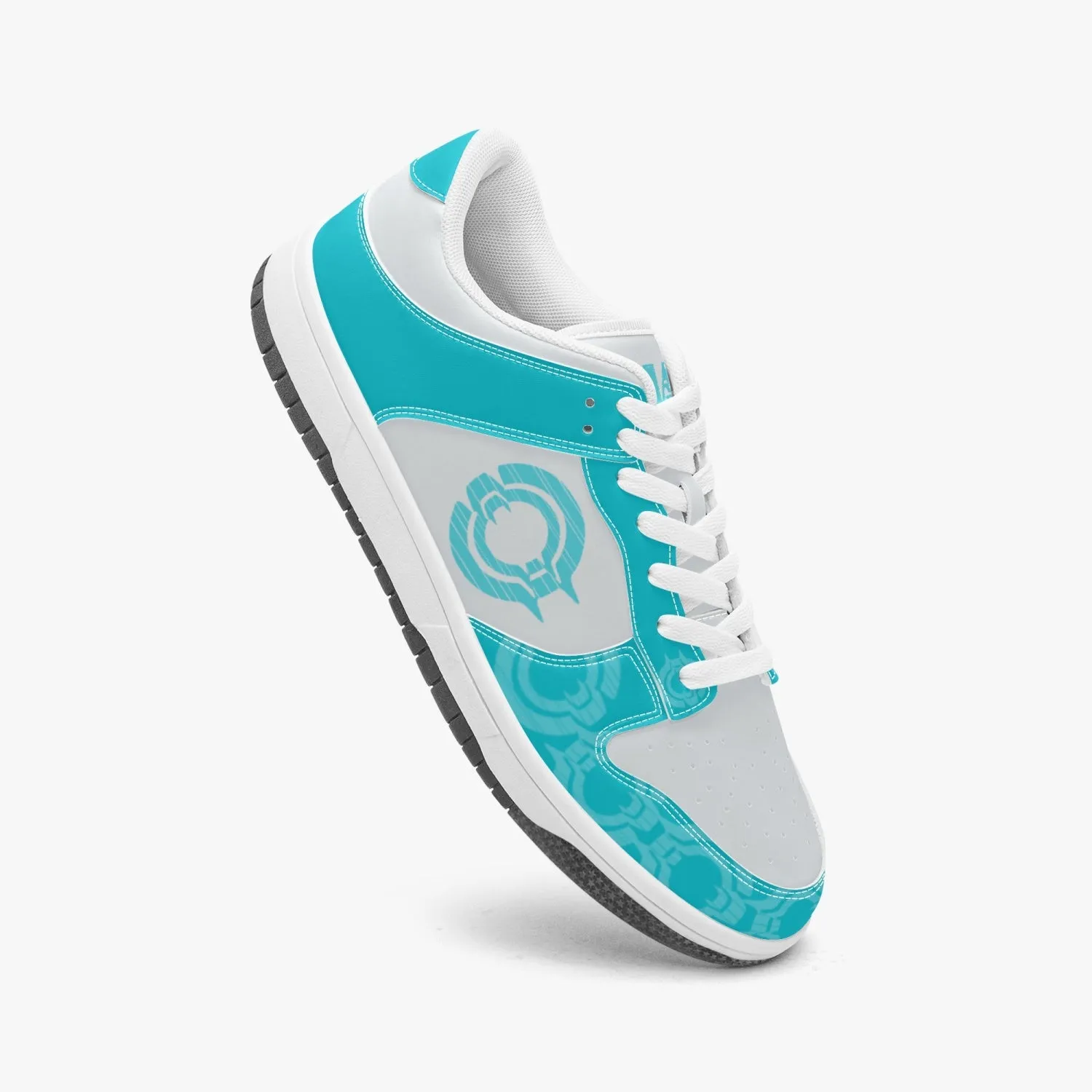 Dunk Stylish Low-Top Leather Sneakers Aqua Logo