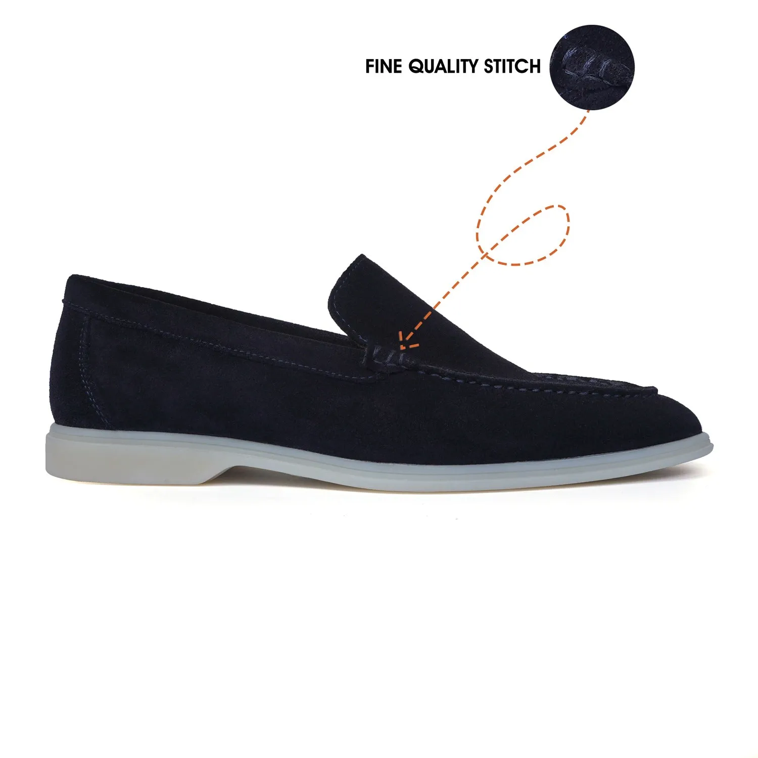 Easy Walk Yacht Shoes in Navy Blue Suede Leather