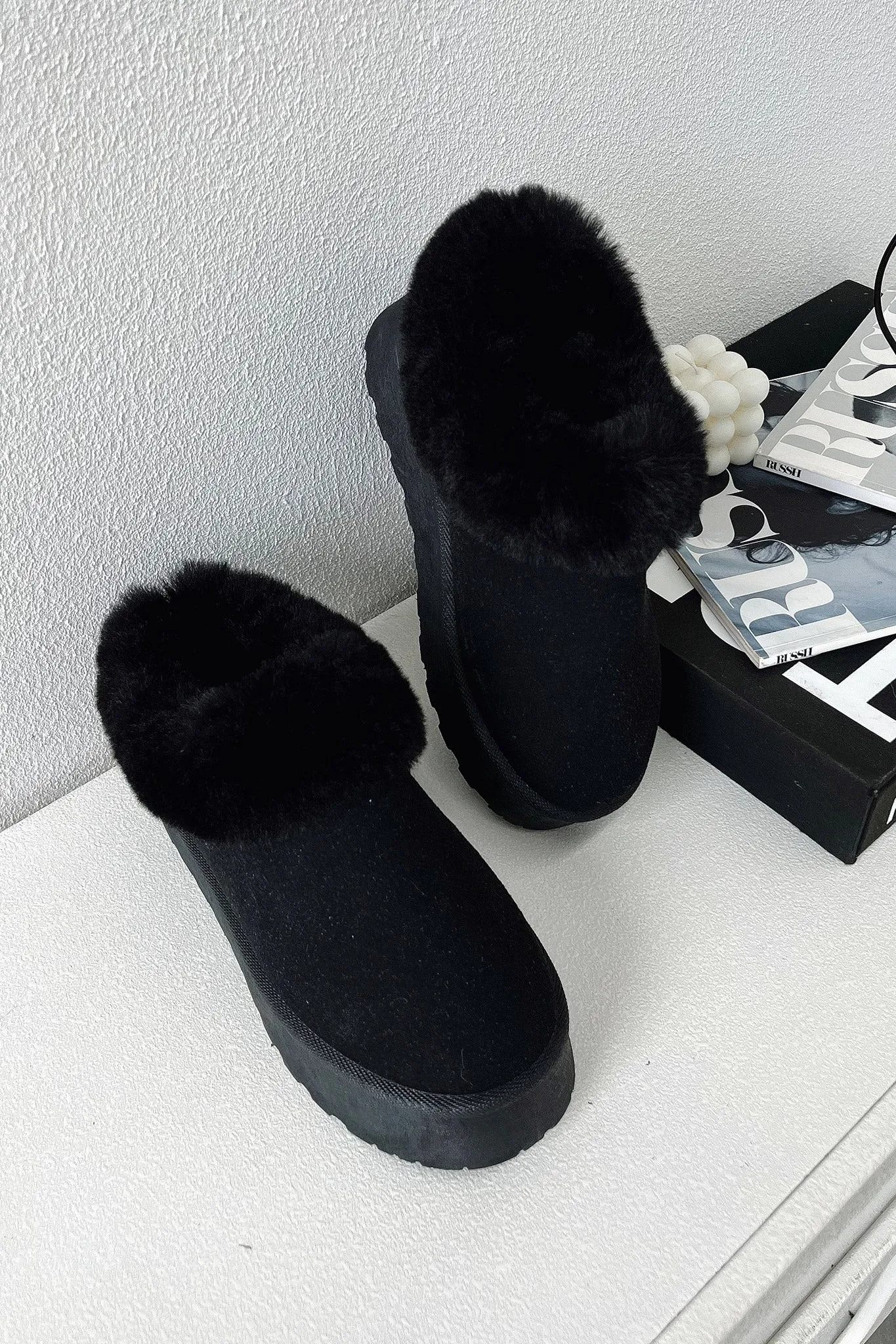 Elani Platform Slippers - Black