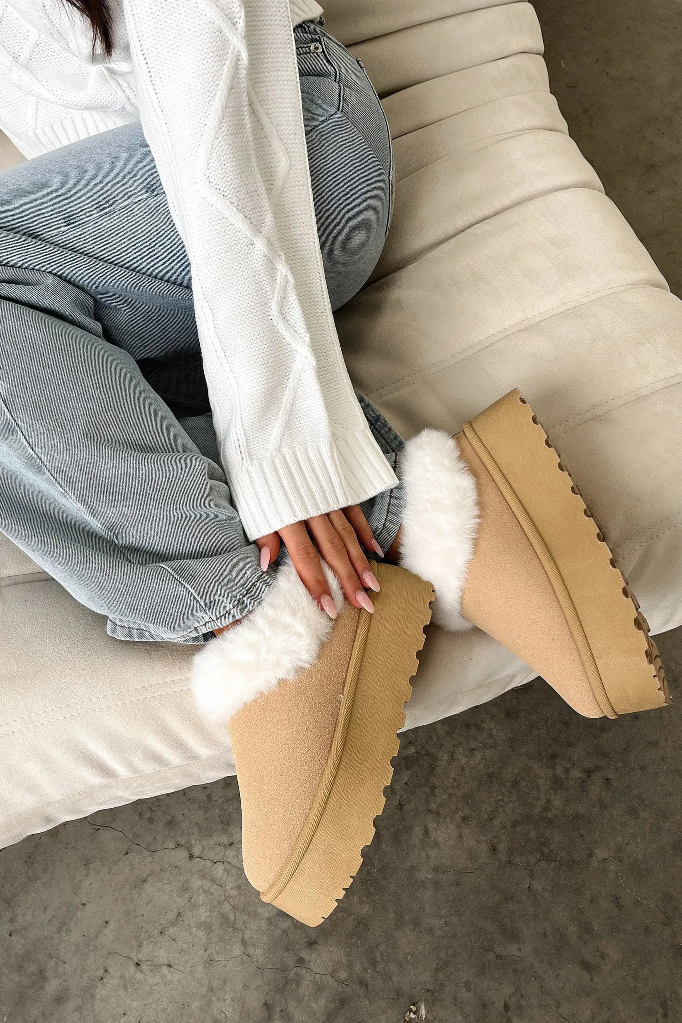 Elani Platform Slippers - Sand