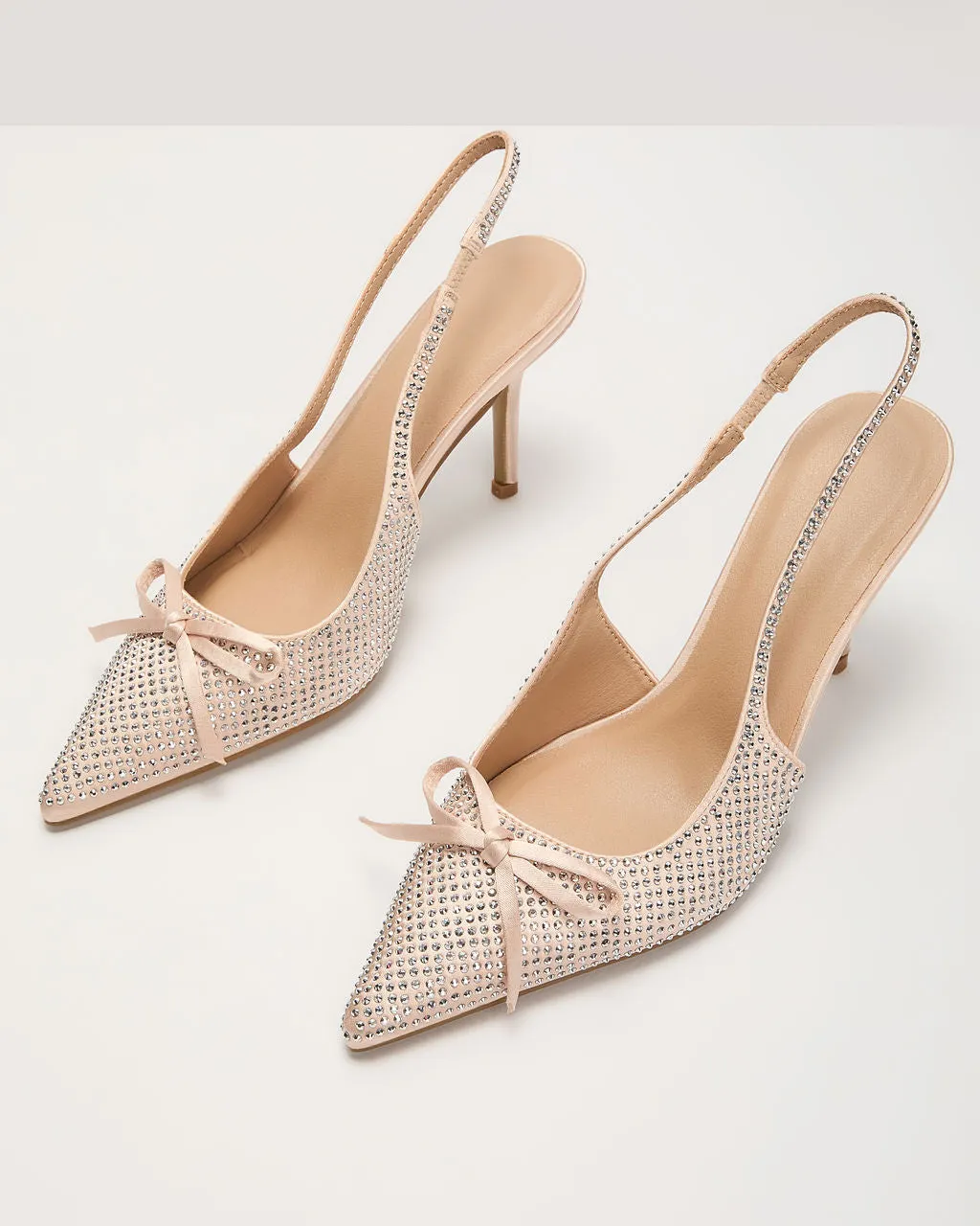 Event Ready Bow Rhinestone Slingback Heels