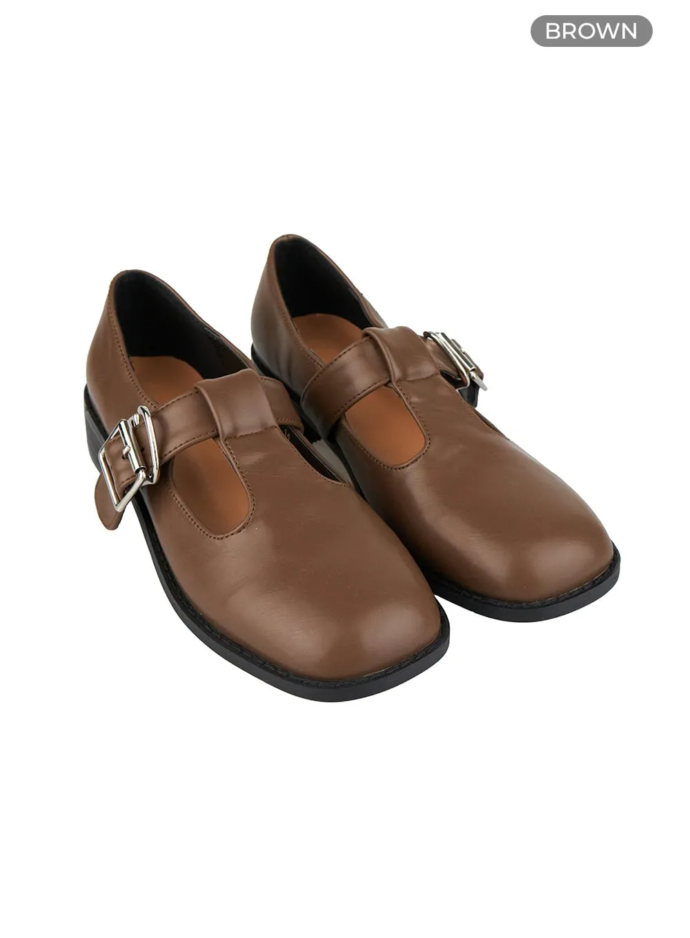 Faux Leather Buckle Loafers OG409