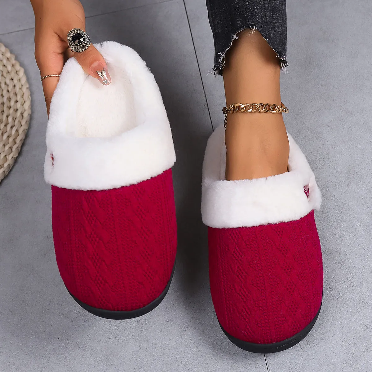 FluffKnit Cozy Plush Slippers | Fluffy Indoor Slippers