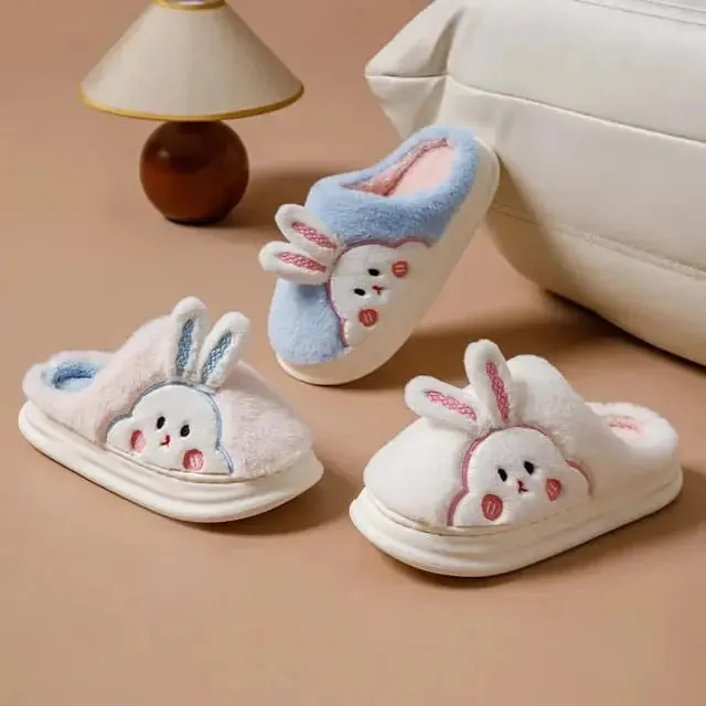 FLUFFY BUNNY SLIPPERS FOR WINTER