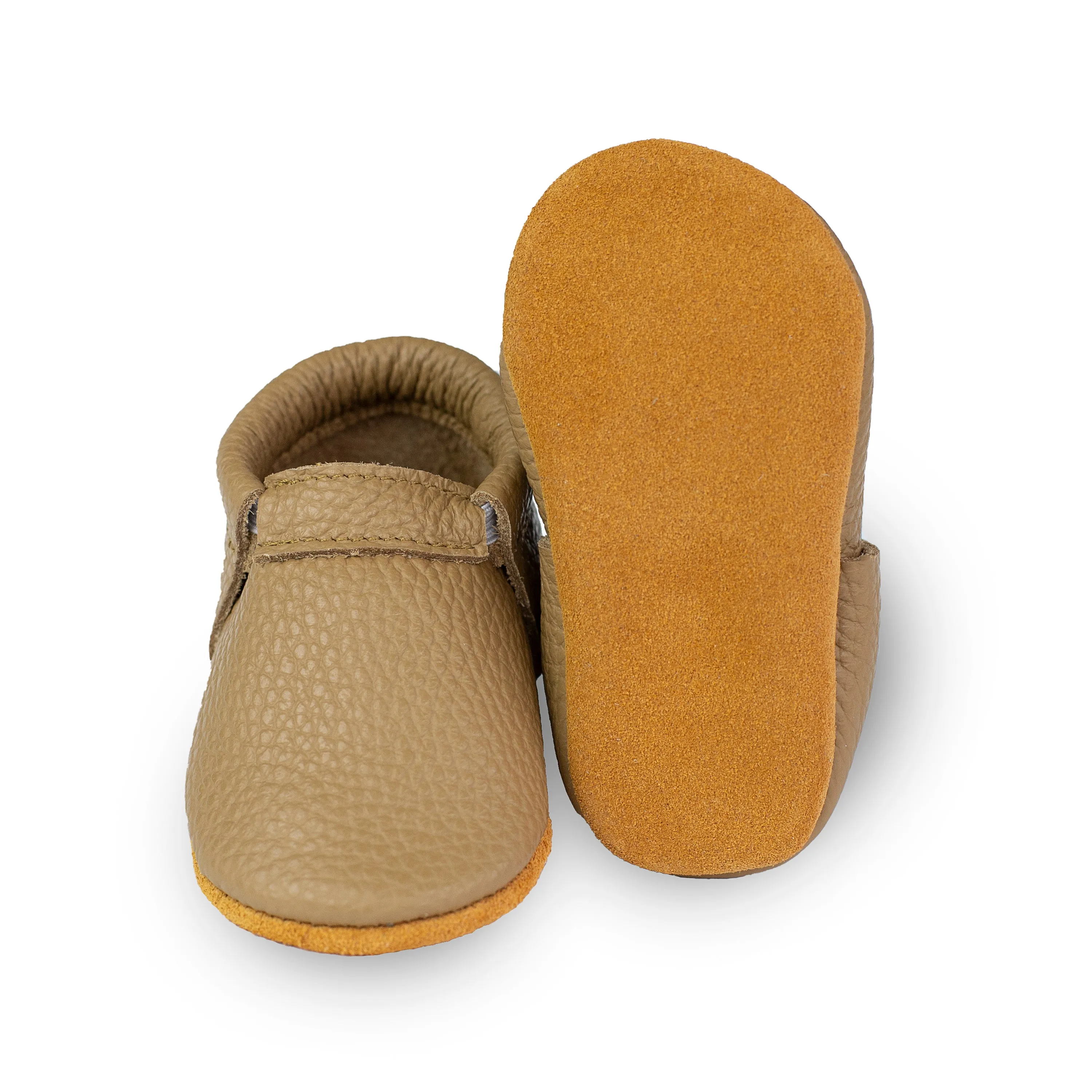 Fringeless Moccasins with Suede Sole. Baby and Toddler Shoes