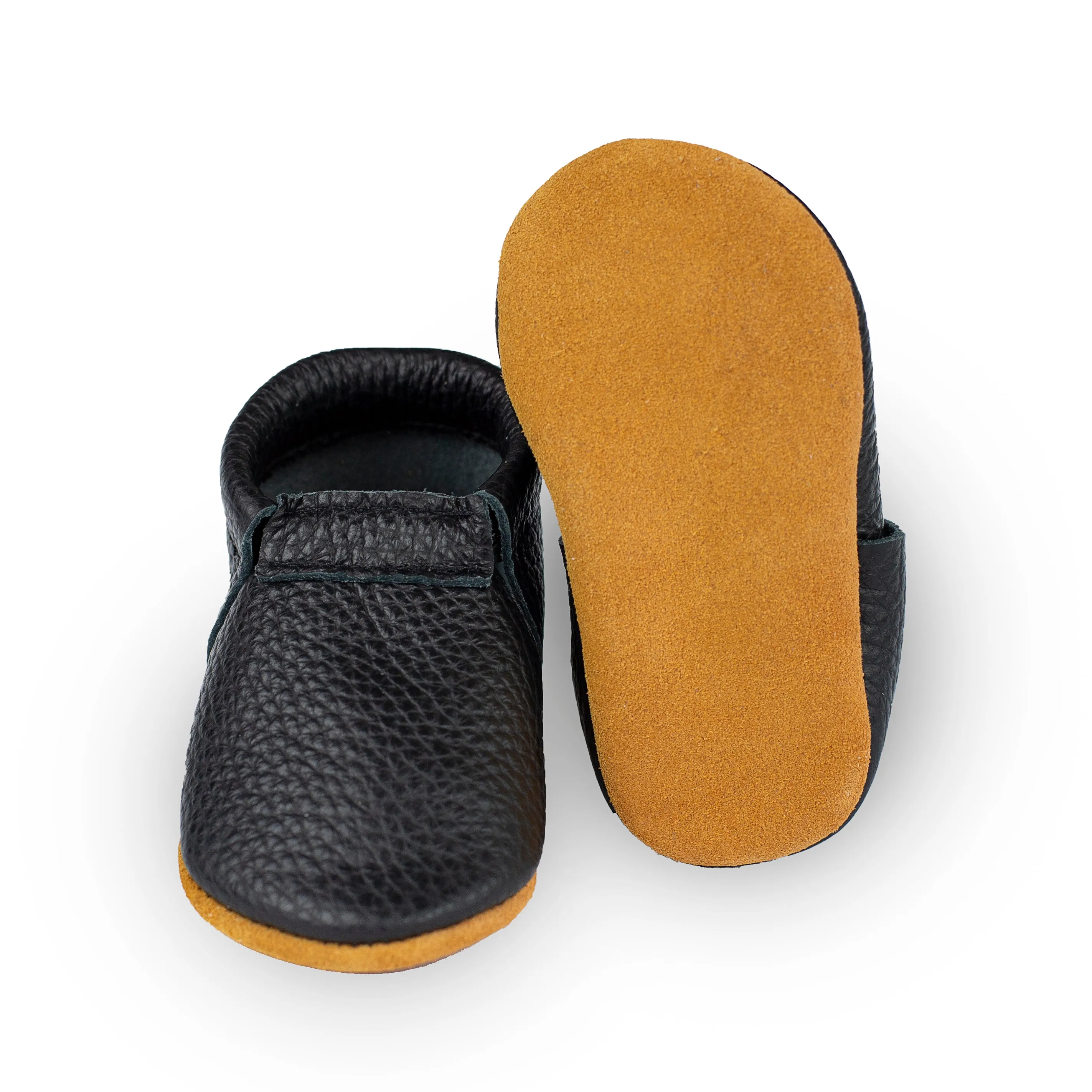 Fringeless Moccasins with Suede Sole. Baby and Toddler Shoes