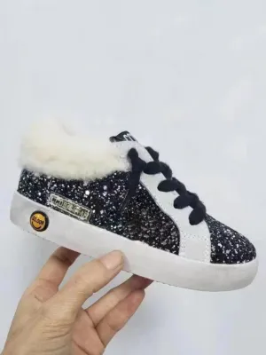 Girls Cozy Glitter Fur Sneakers by Liv and Mia