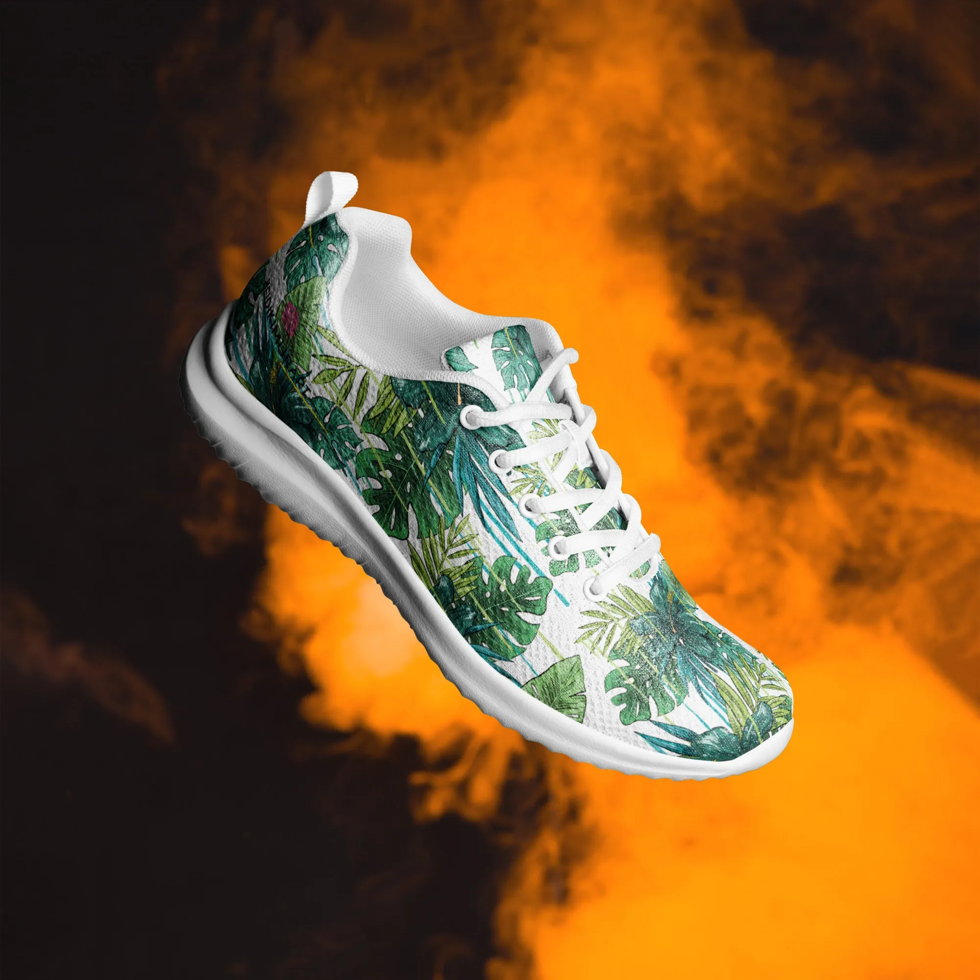 Green Tropical Print Men's Kicks, Tropical Leaves Print Breathable Lightweight Men’s Athletic Shoes (US Size: 5-13)