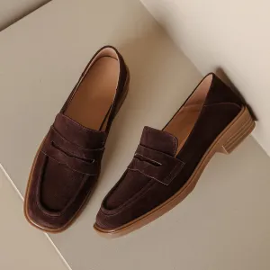 Handmade Classic Suede Leather Loafers Flats Women's Shoes